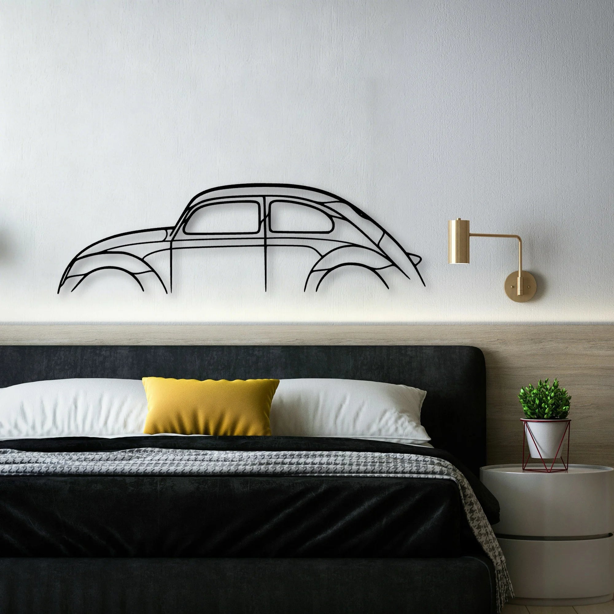 Beetle Classic Silhouette Metal Wall Art - Automotive Garage Decor