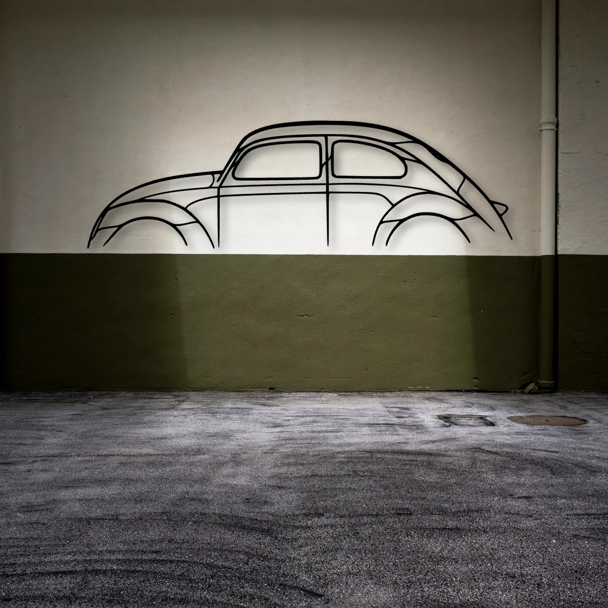 Beetle Classic Silhouette Metal Wall Art - Automotive Garage Decor