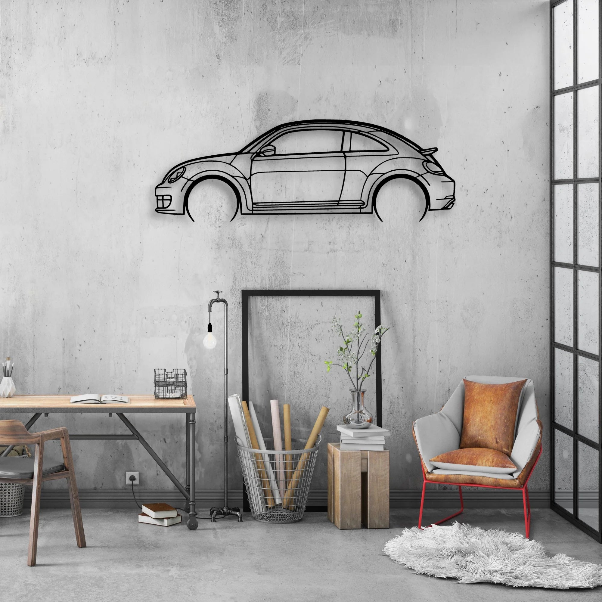Beetle 2013 Classic Silhouette Metal Wall Art - Automotive Garage Decor