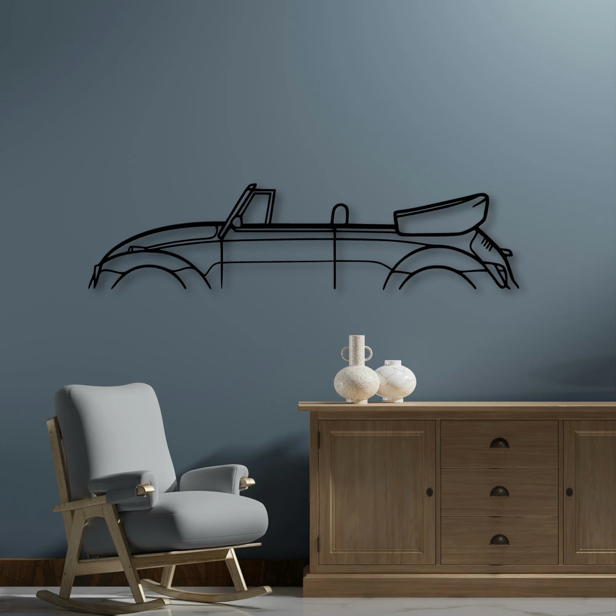 Beetle Convertible 1982 Classic Silhouette Metal Wall Art - Automotive Garage Decor