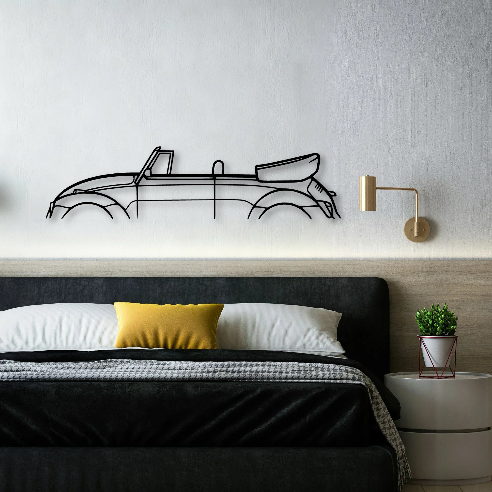 Beetle Convertible 1982 Classic Silhouette Metal Wall Art - Automotive Garage Decor