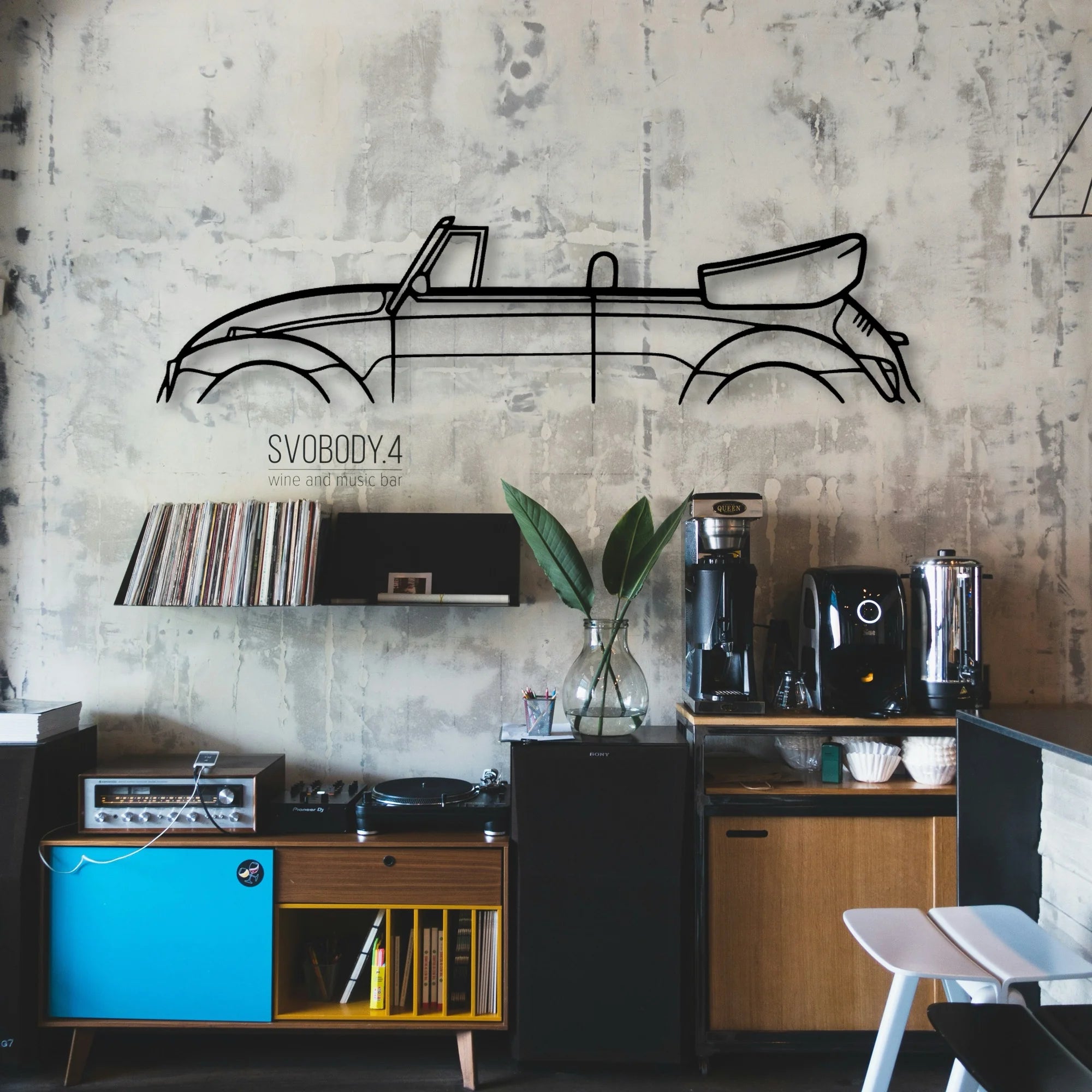 Beetle Convertible 1982 Classic Silhouette Metal Wall Art - Automotive Garage Decor