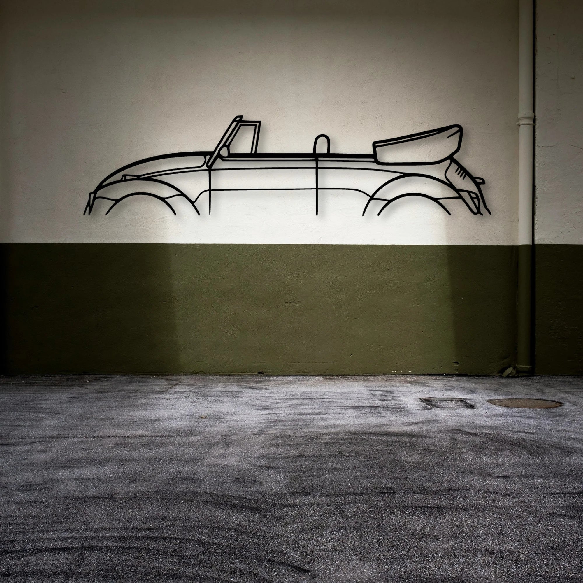 Beetle Convertible 1982 Classic Silhouette Metal Wall Art - Automotive Garage Decor