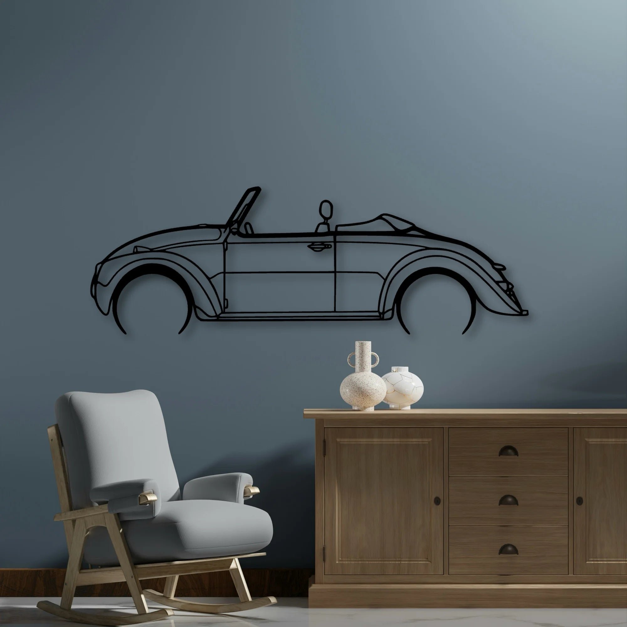 Beetle Speedster 1971 Classic Silhouette Metal Wall Art - Automotive Garage Decor