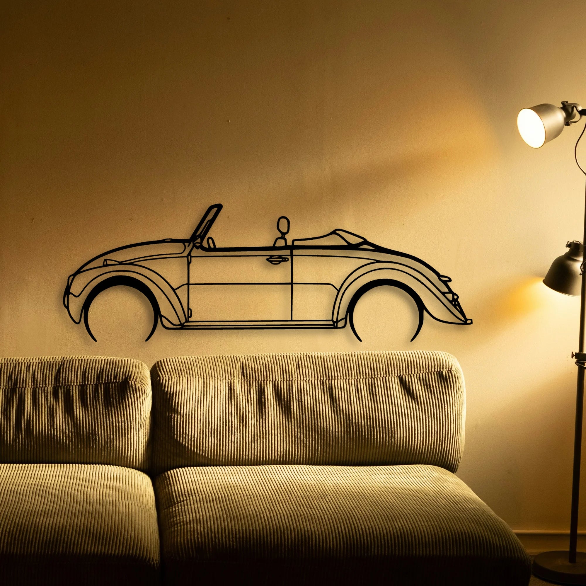Beetle Speedster 1971 Classic Silhouette Metal Wall Art - Automotive Garage Decor