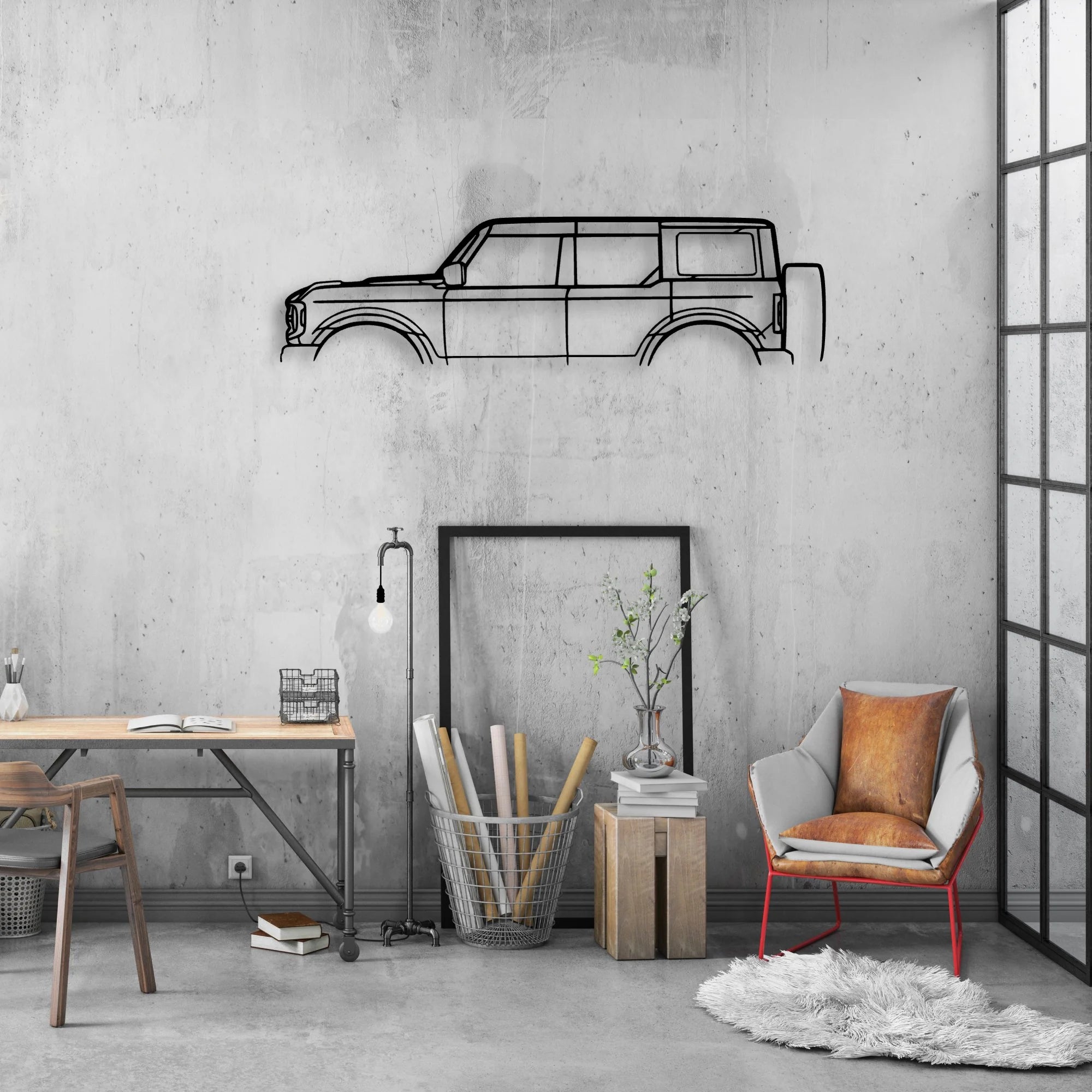 Bronco Classic Silhouette Metal Wall Art - Automotive Garage Decor