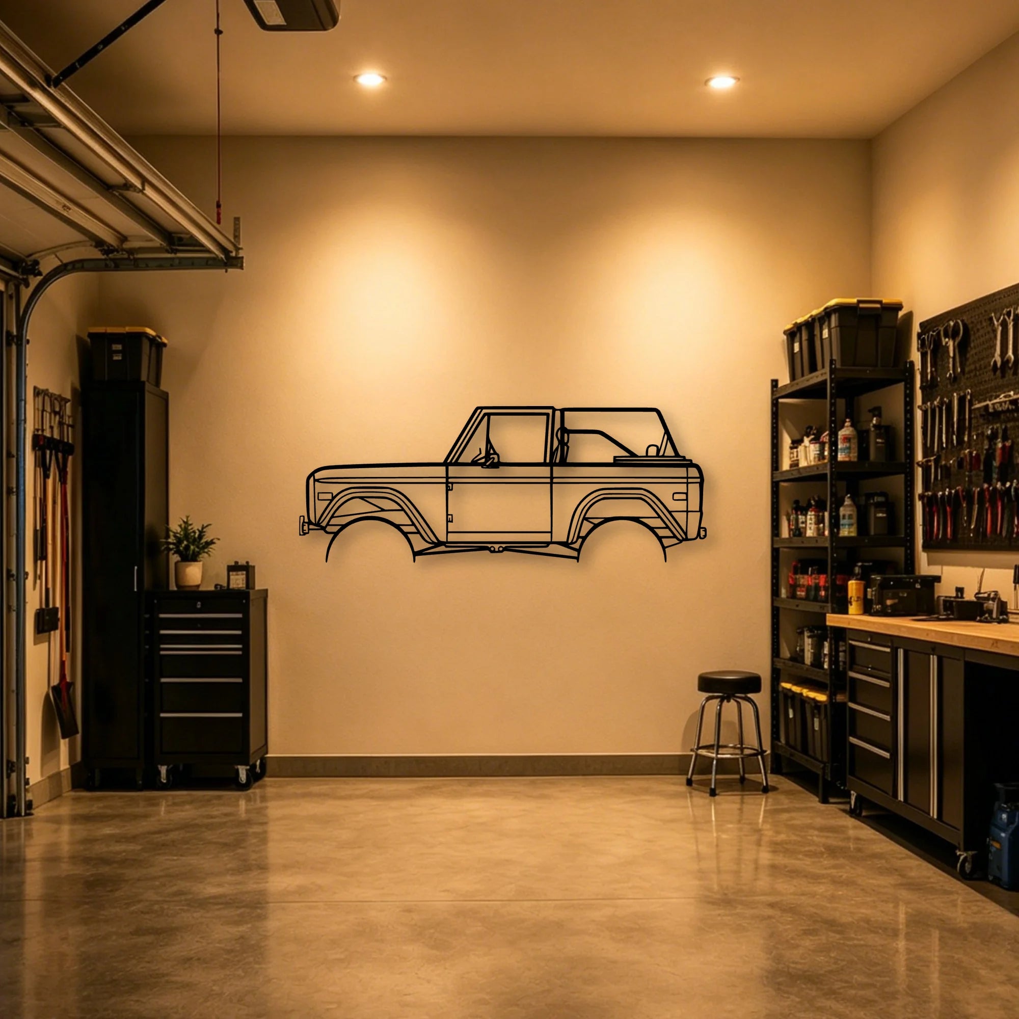 Bronco 1971 2 Classic Silhouette Metal Wall Art - Automotive Garage Decor