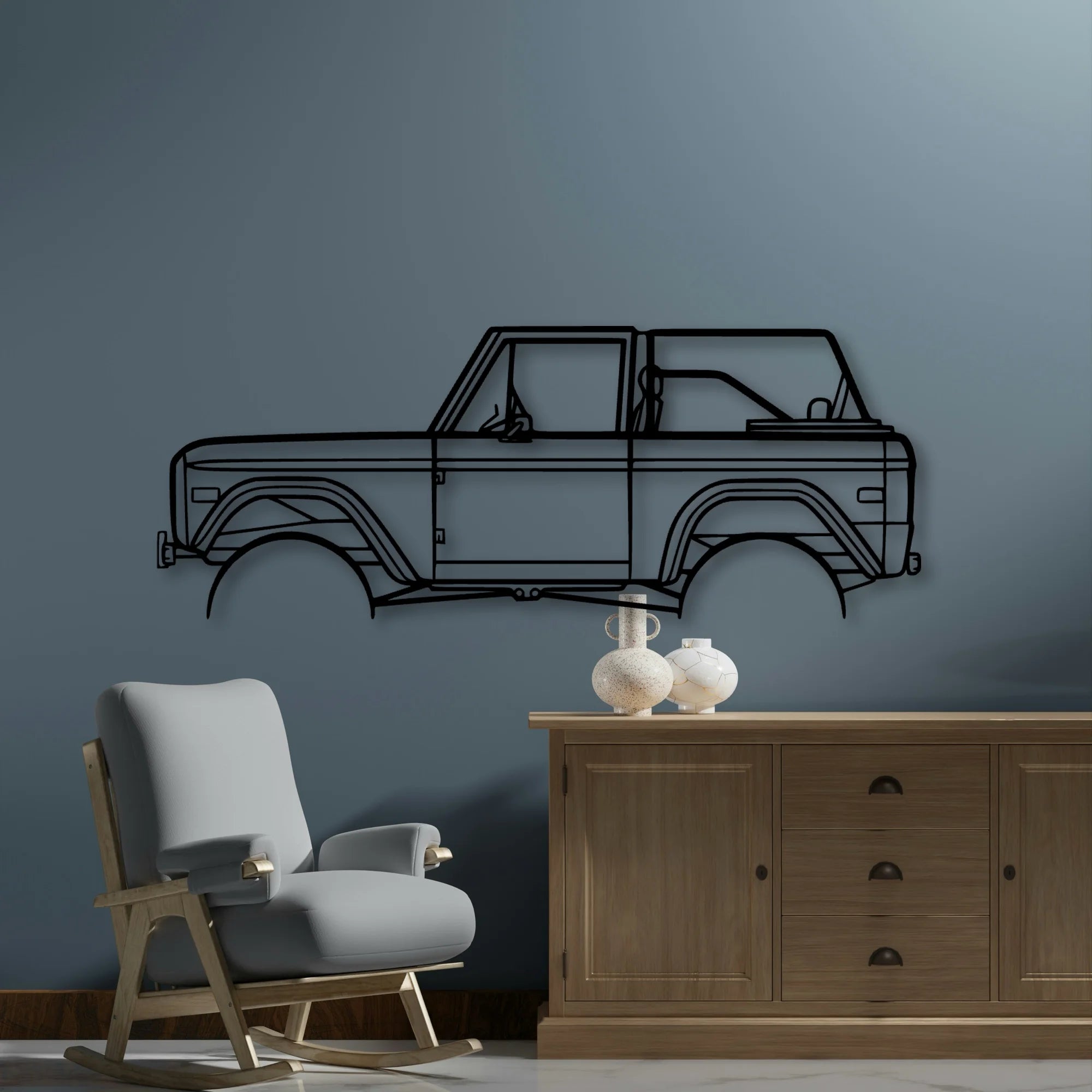 Bronco 1971 2 Classic Silhouette Metal Wall Art - Automotive Garage Decor