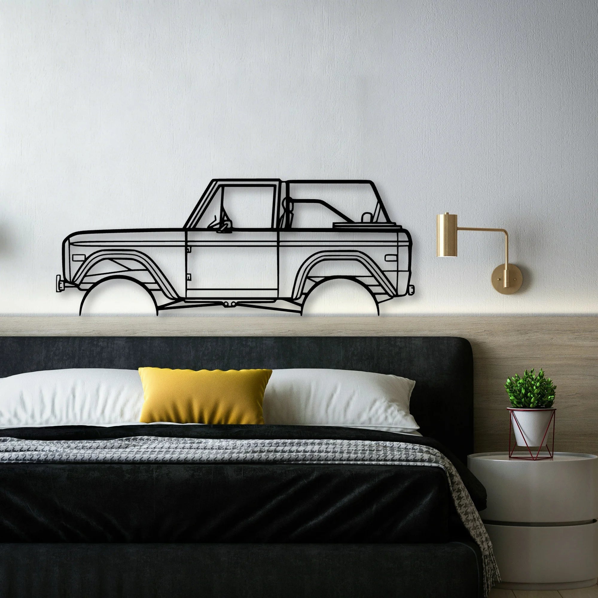 Bronco 1971 2 Classic Silhouette Metal Wall Art - Automotive Garage Decor