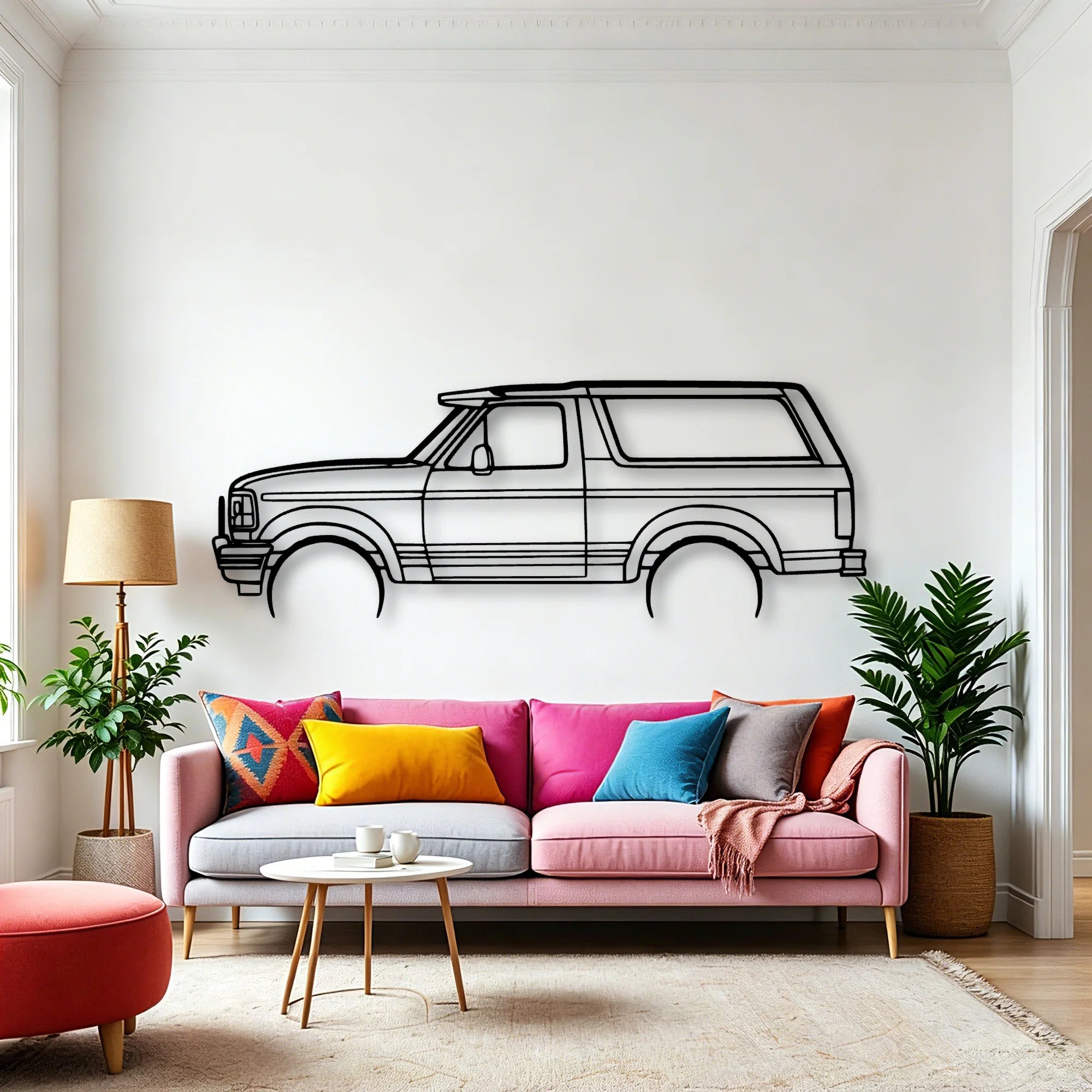 Bronco XLT 1995 Classic Silhouette Metal Wall Art - Automotive Garage Decor