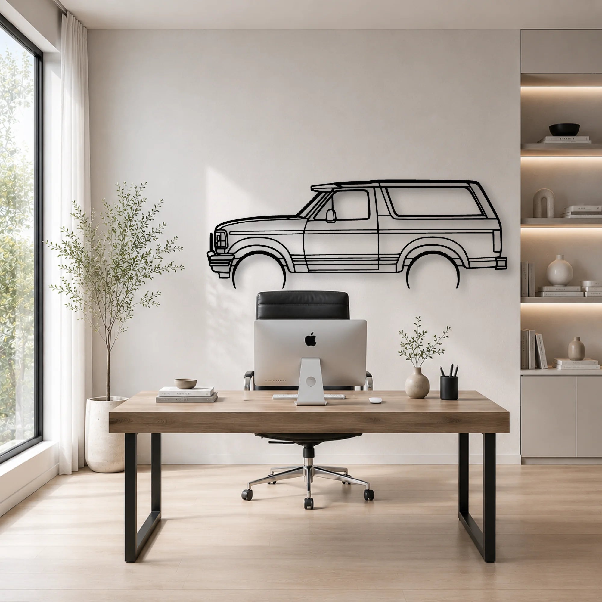 Bronco XLT 1995 Classic Silhouette Metal Wall Art - Automotive Garage Decor
