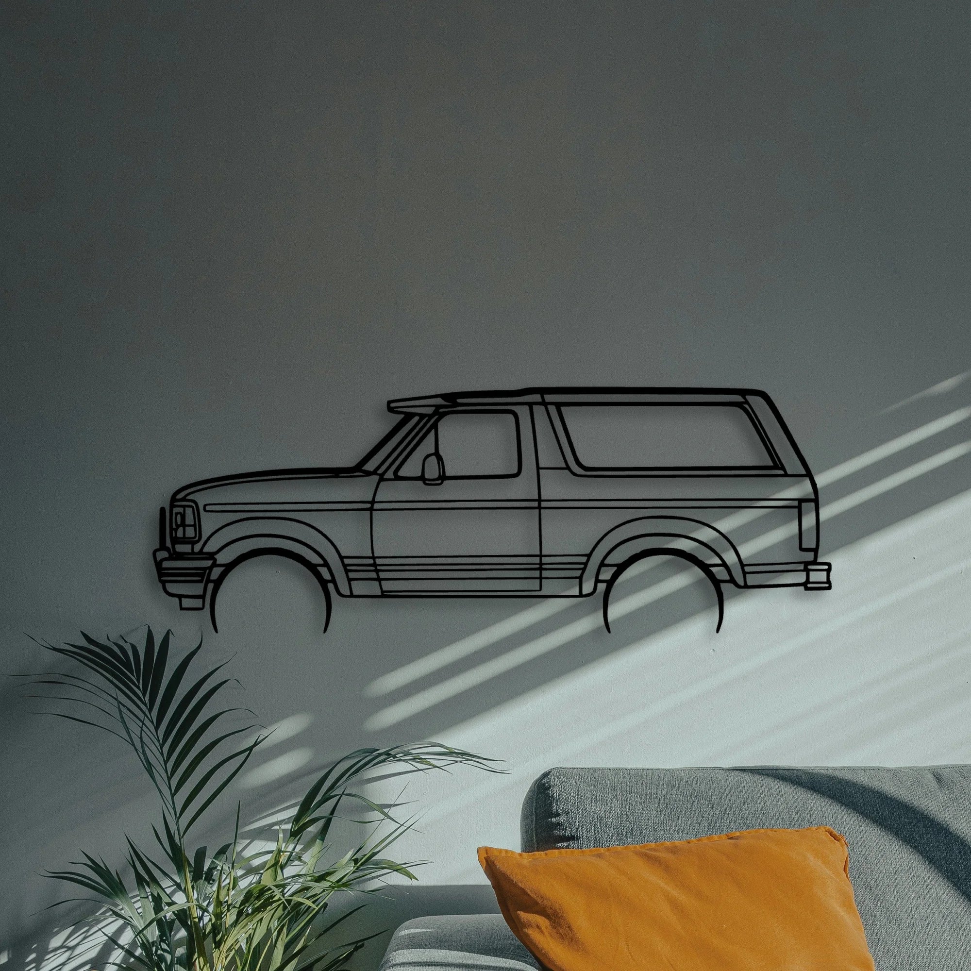Bronco XLT 1995 Classic Silhouette Metal Wall Art - Automotive Garage Decor