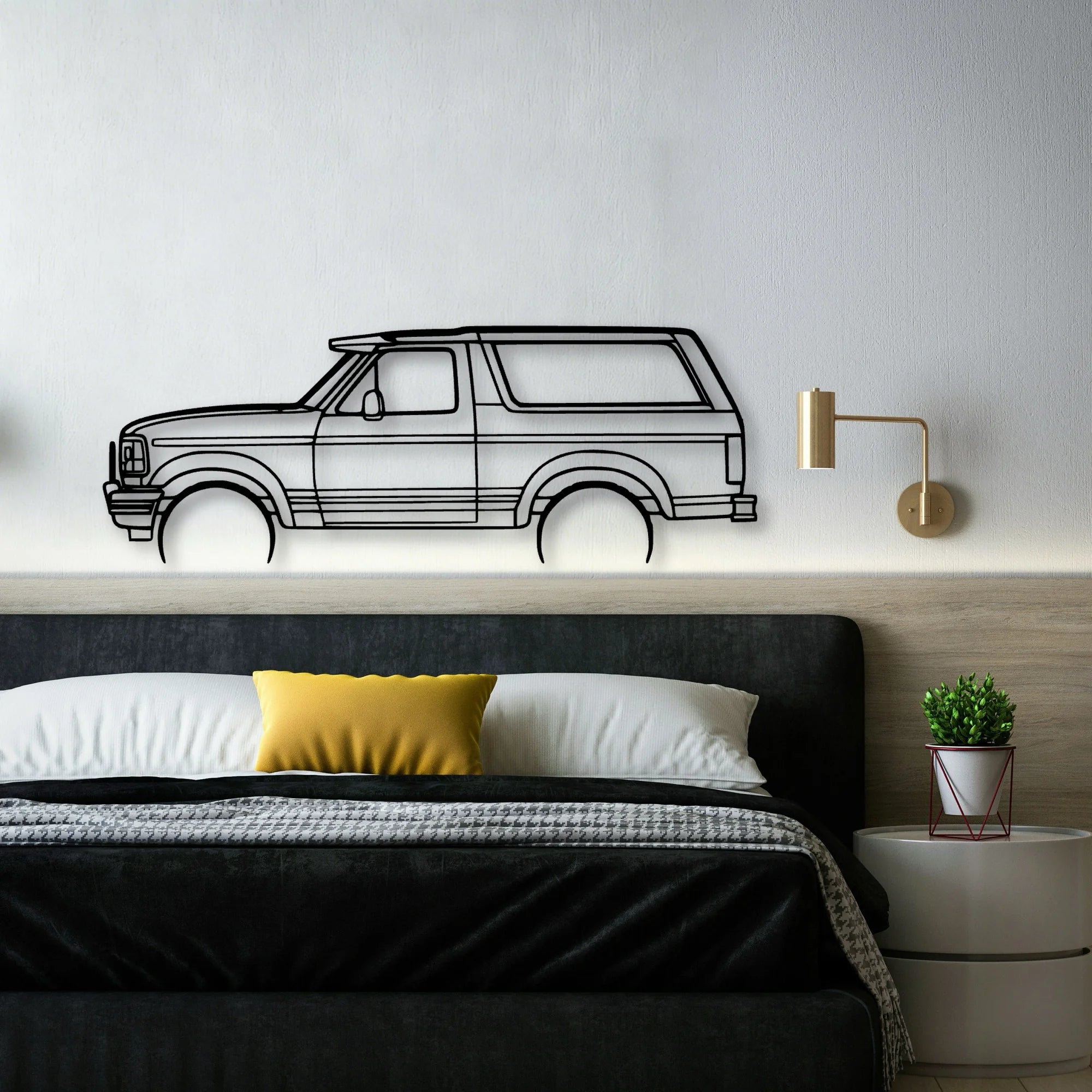 Bronco XLT 1995 Classic Silhouette Metal Wall Art - Automotive Garage Decor