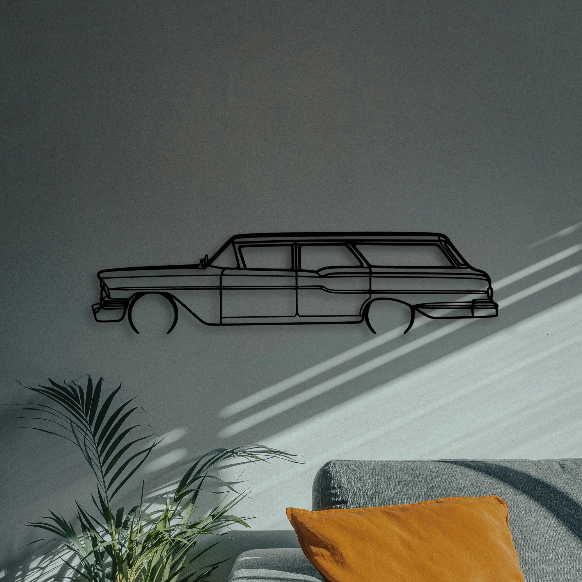 Brookwood Wagon 1958 Classic Silhouette Metal Wall Art - Automotive Garage Decor
