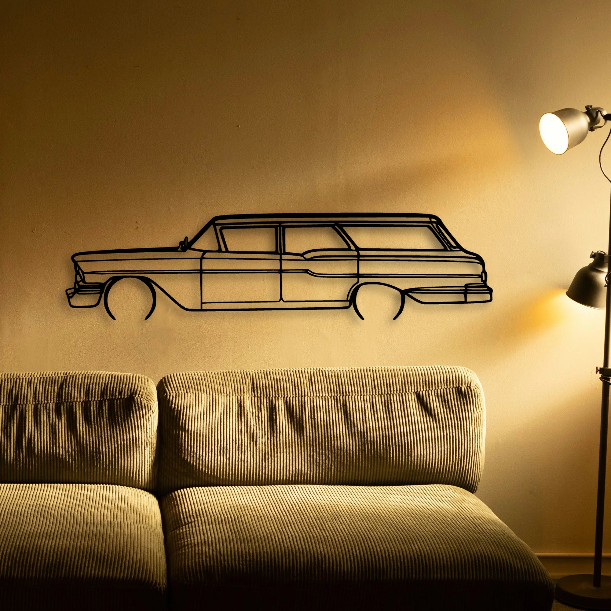 Brookwood Wagon 1958 Classic Silhouette Metal Wall Art - Automotive Garage Decor