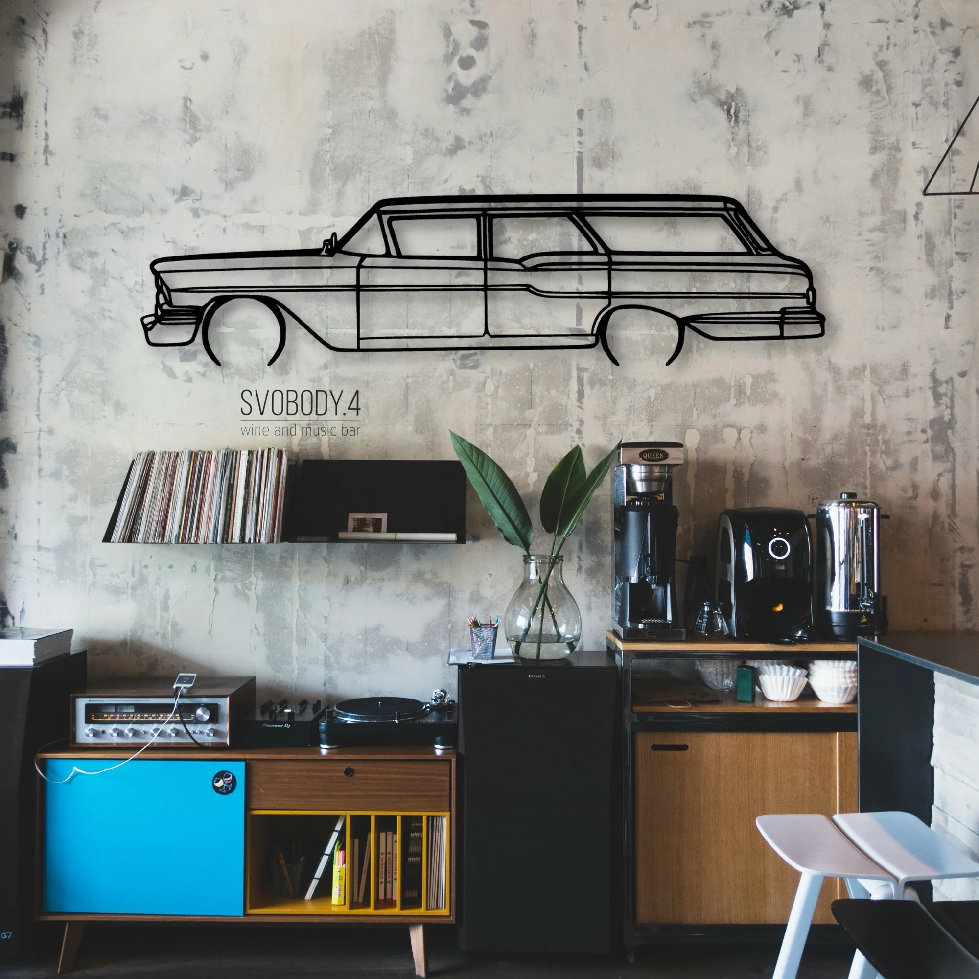 Brookwood Wagon 1958 Classic Silhouette Metal Wall Art - Automotive Garage Decor