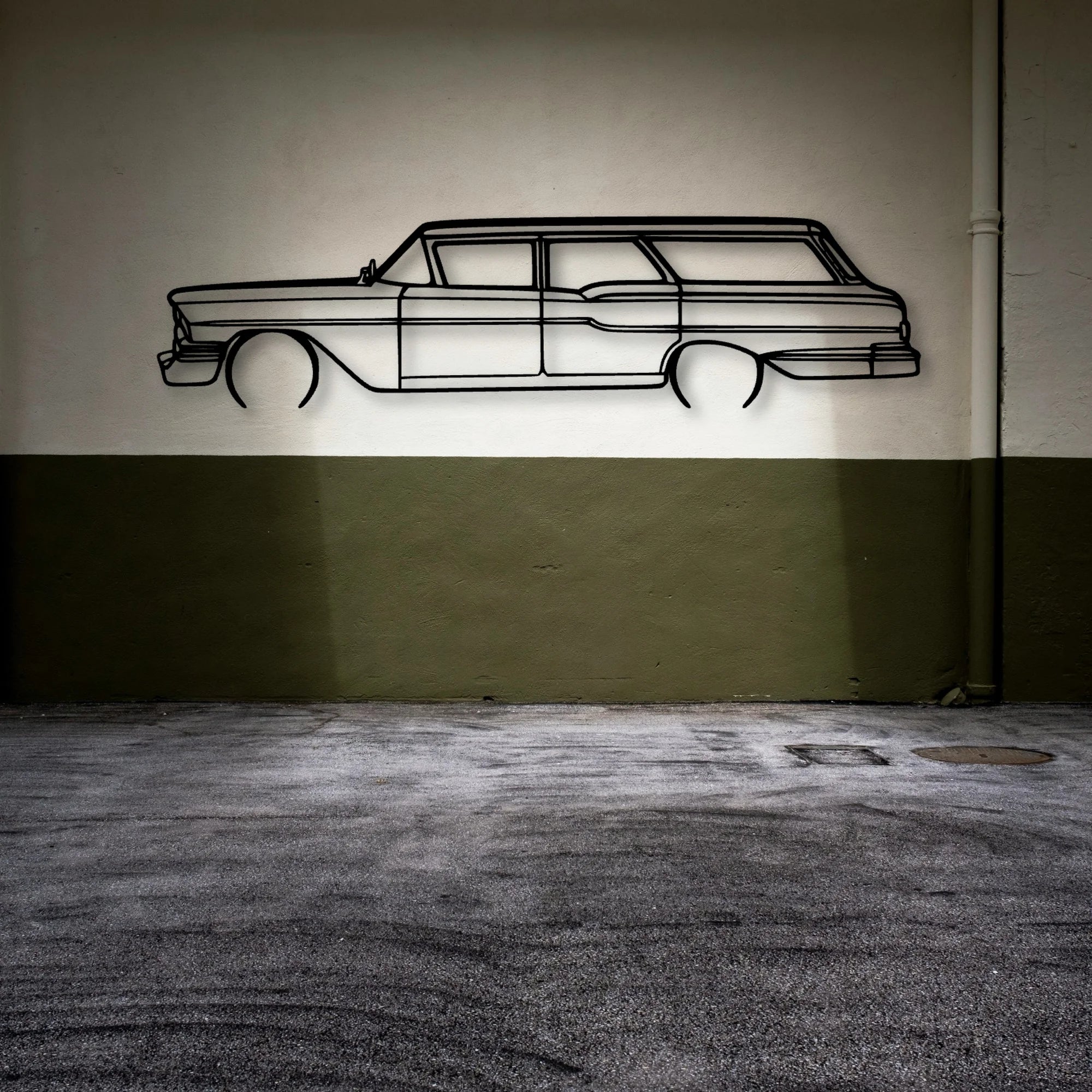Brookwood Wagon 1958 Classic Silhouette Metal Wall Art - Automotive Garage Decor
