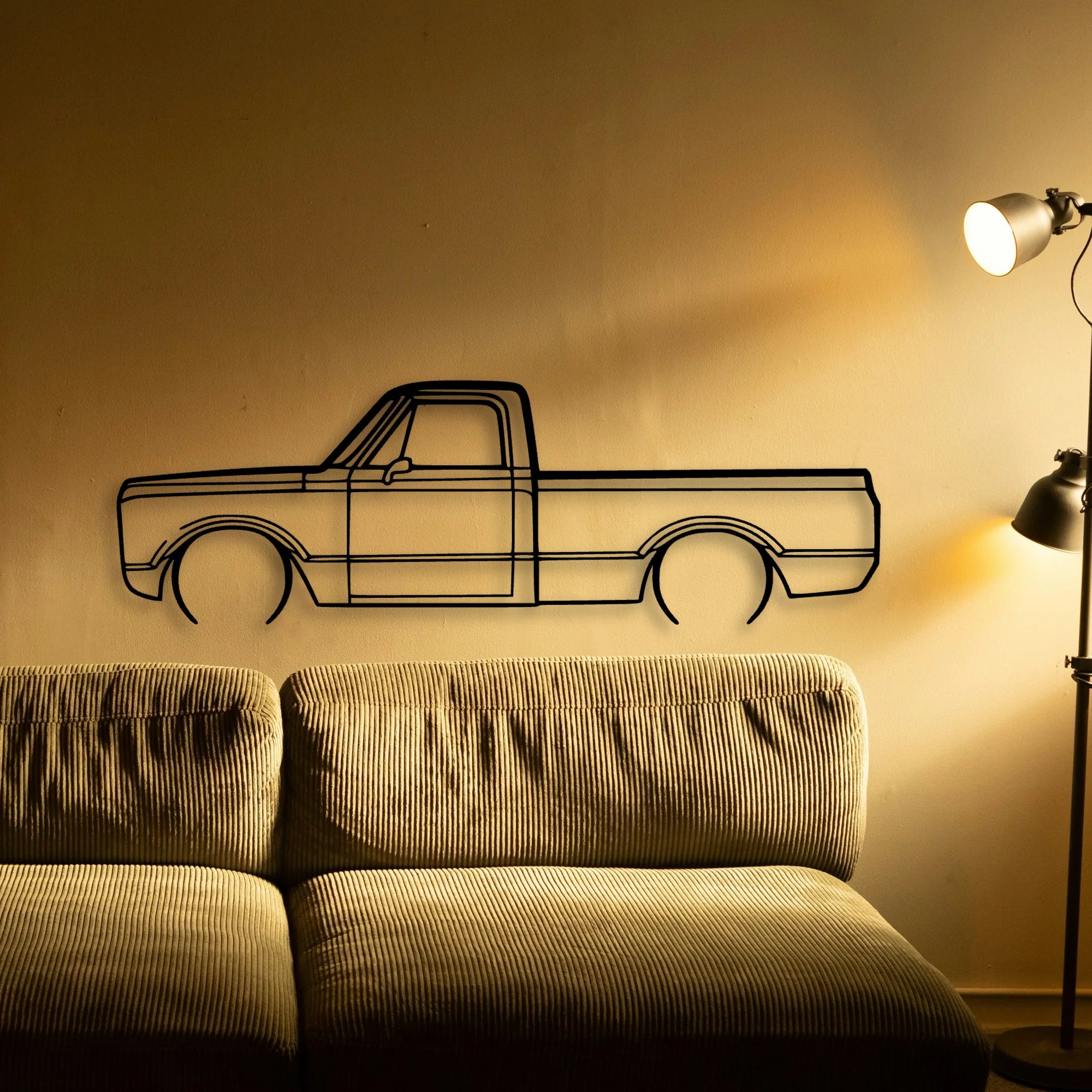 C 10 1971 2 Classic Silhouette Metal Wall Art - Automotive Garage Decor