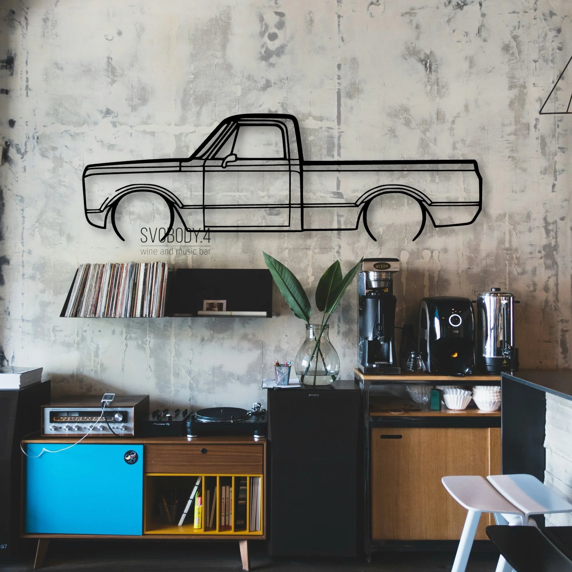 C 10 1971 2 Classic Silhouette Metal Wall Art - Automotive Garage Decor