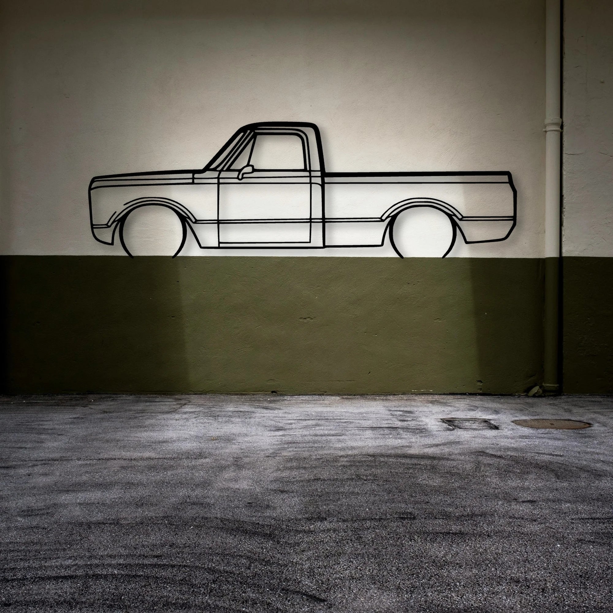 C 10 1971 2 Classic Silhouette Metal Wall Art - Automotive Garage Decor