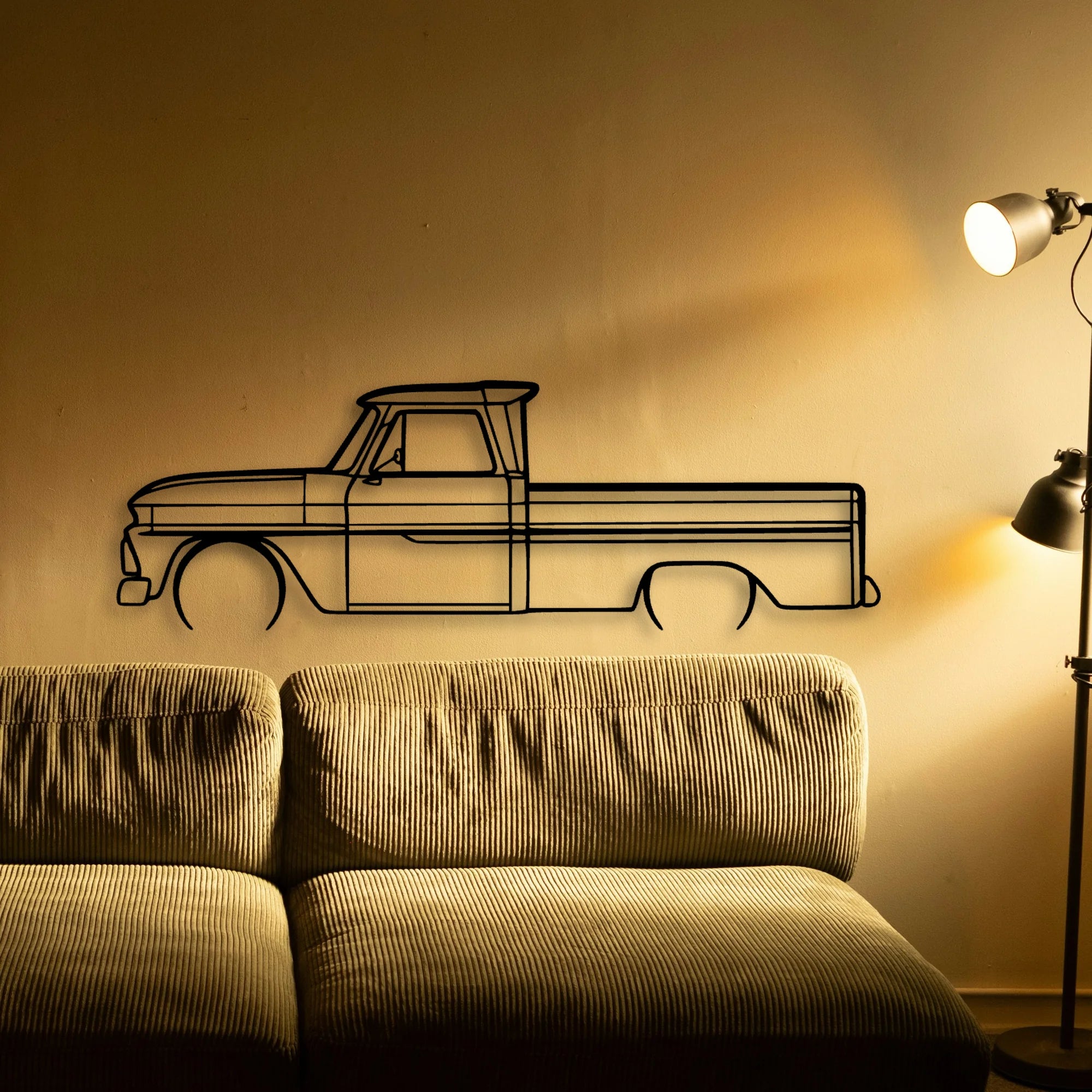 C10 1966 Classic Silhouette Metal Wall Art - Automotive Garage Decor