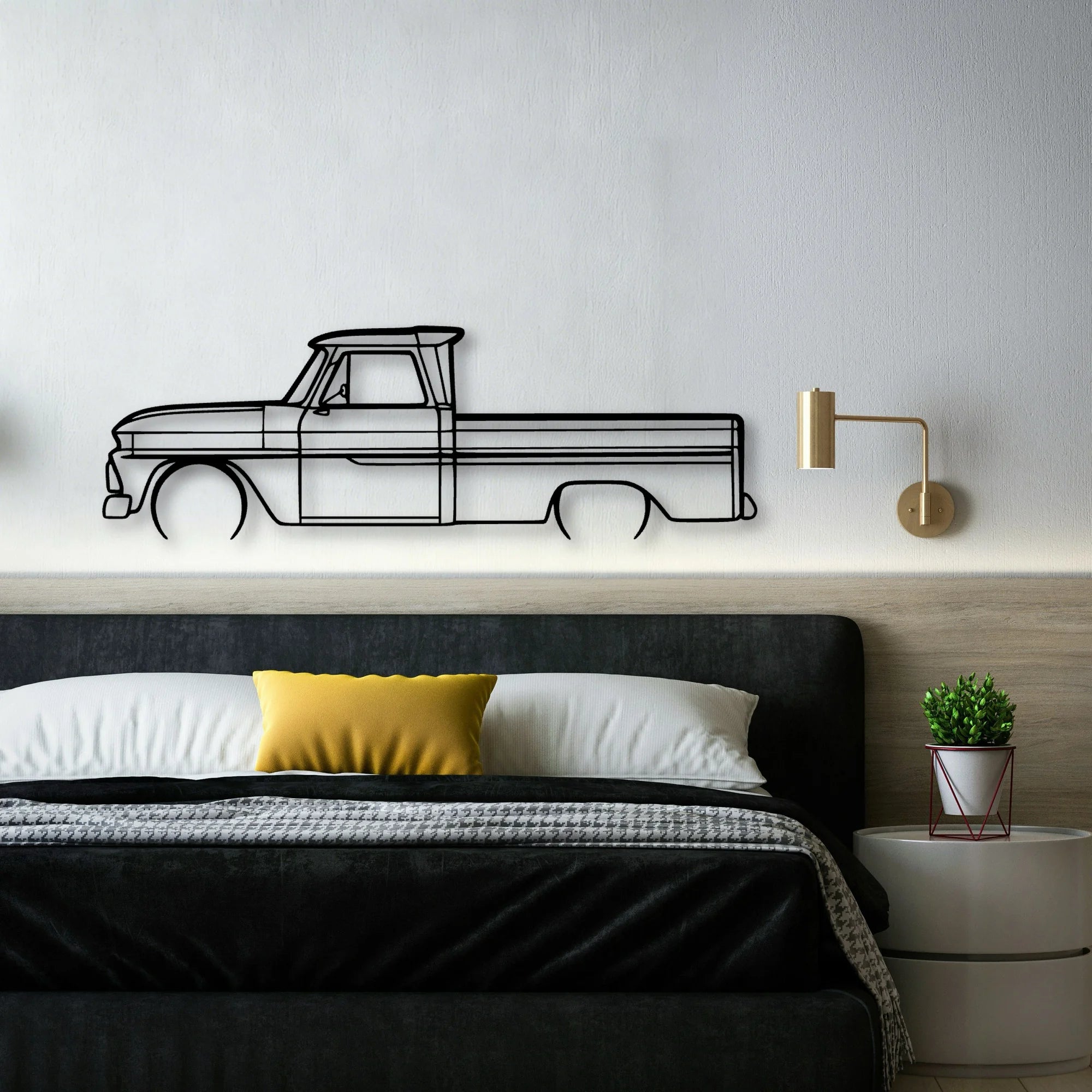 C10 1966 Classic Silhouette Metal Wall Art - Automotive Garage Decor