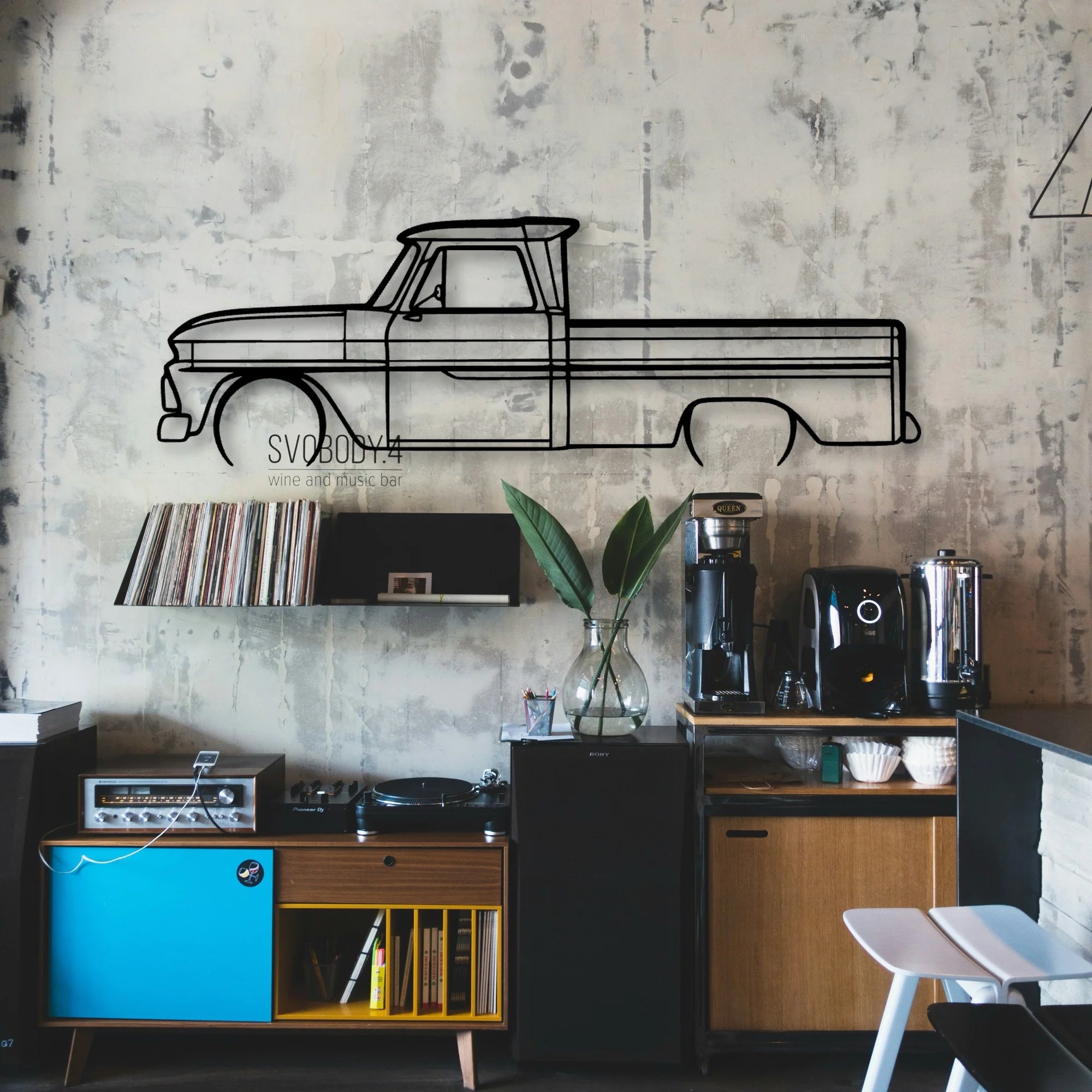 C10 1966 Classic Silhouette Metal Wall Art - Automotive Garage Decor