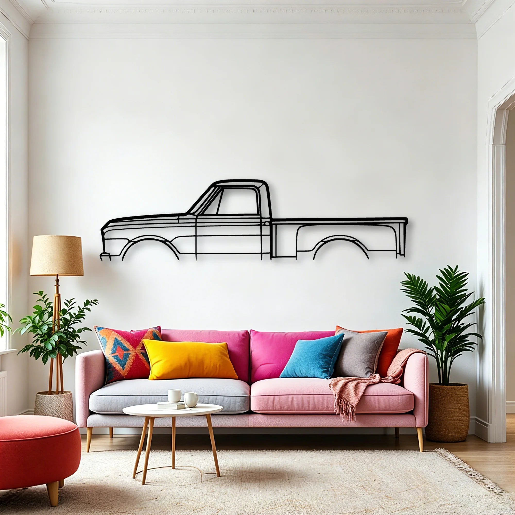 C10 Stepside 1968 Classic Silhouette Metal Wall Art - Automotive Garage Decor