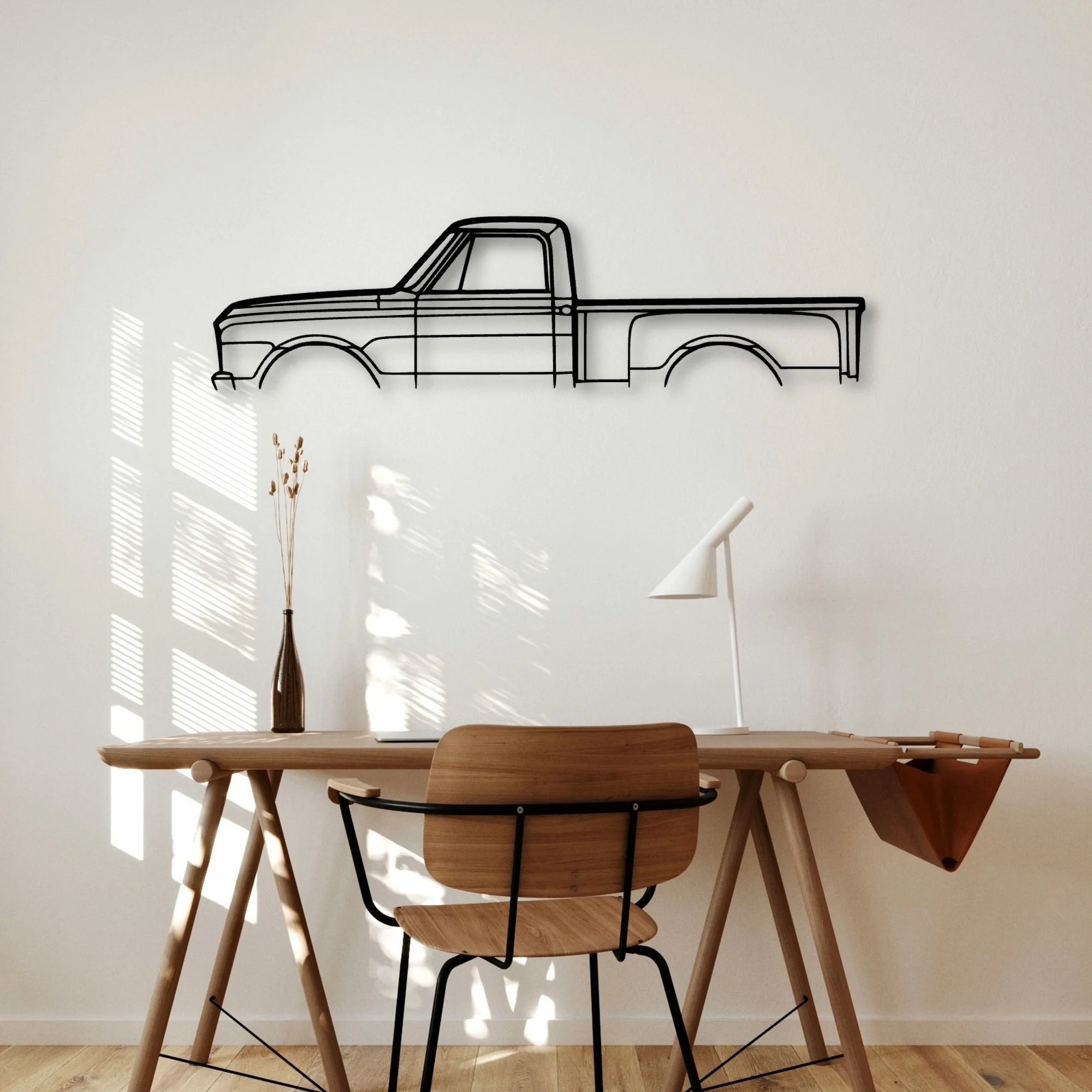 C10 Stepside 1968 Classic Silhouette Metal Wall Art - Automotive Garage Decor