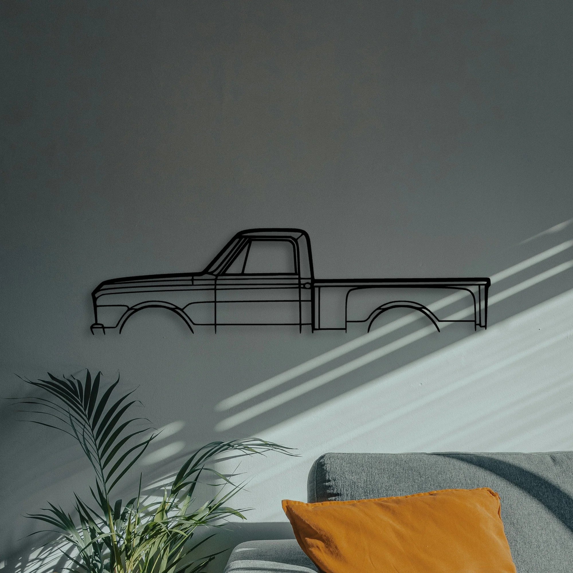 C10 Stepside 1968 Classic Silhouette Metal Wall Art - Automotive Garage Decor
