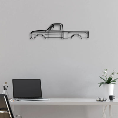 C10 Stepside 1968 Classic Silhouette Metal Wall Art - Automotive Garage Decor