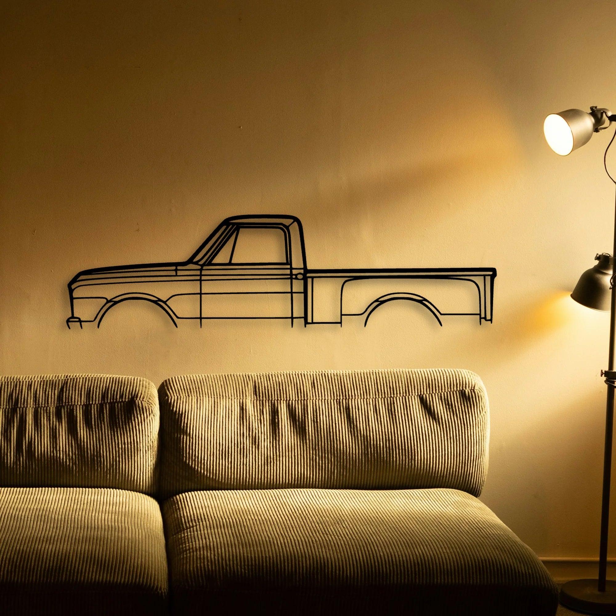C10 Stepside 1968 Classic Silhouette Metal Wall Art - Automotive Garage Decor