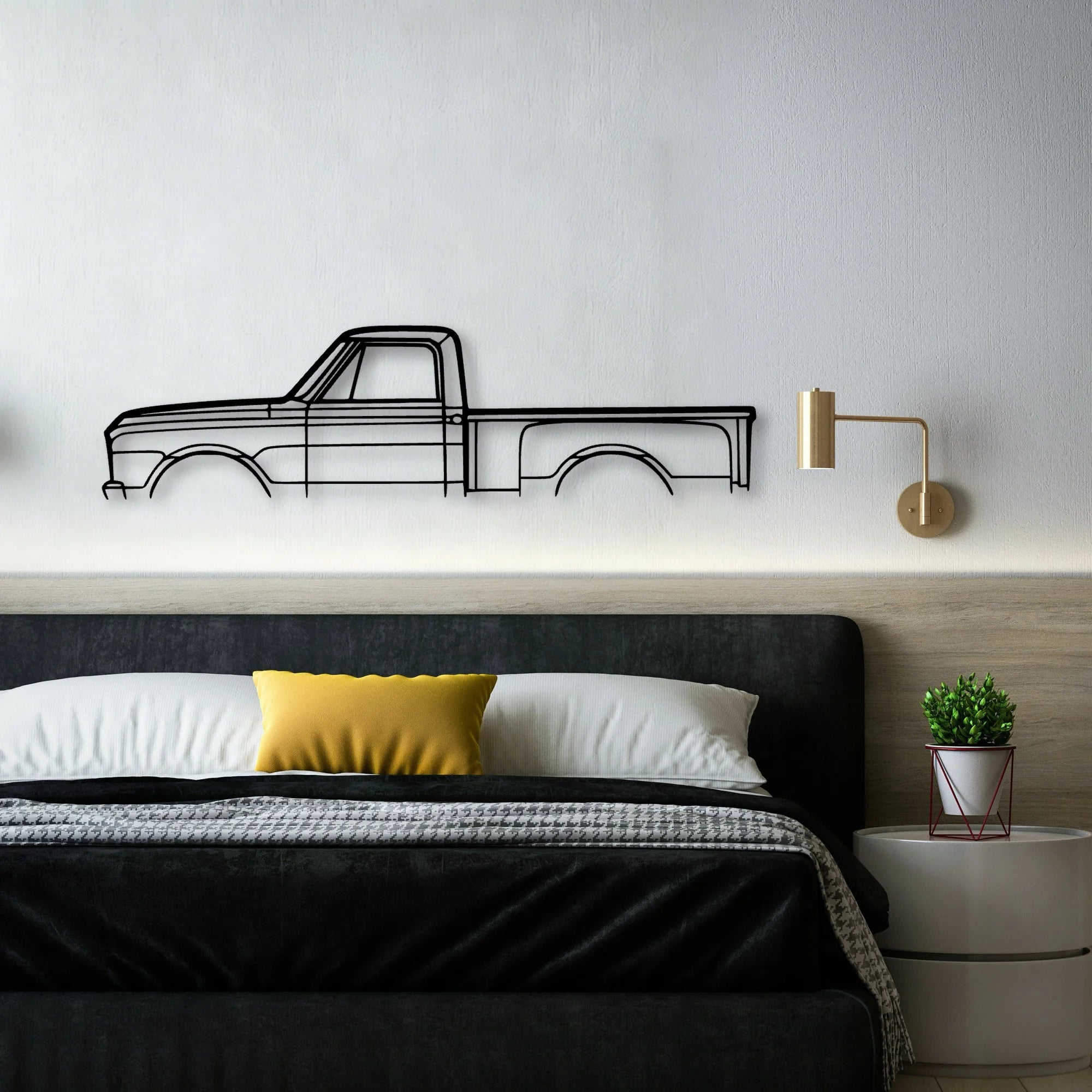 C10 Stepside 1968 Classic Silhouette Metal Wall Art - Automotive Garage Decor
