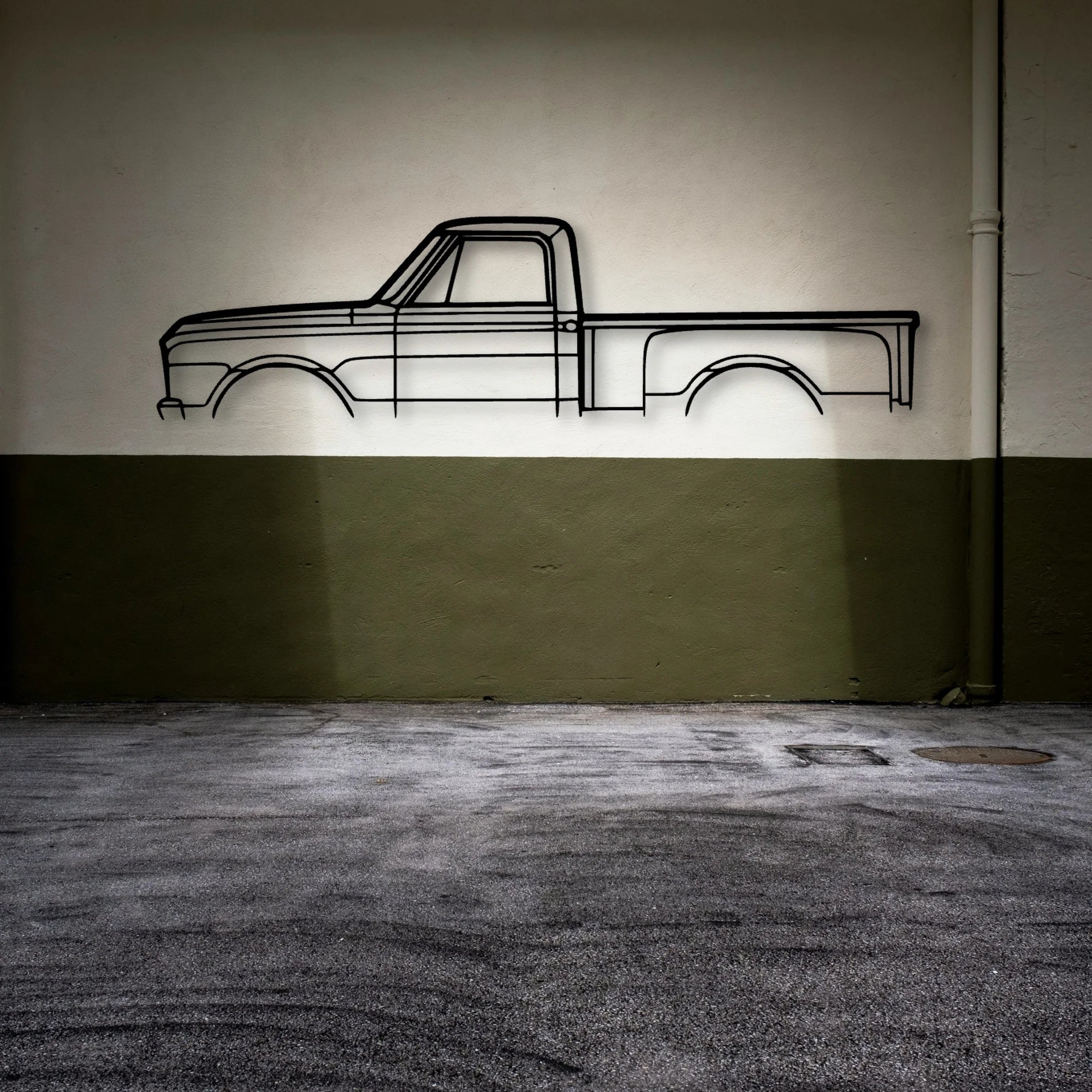 C10 Stepside 1968 Classic Silhouette Metal Wall Art - Automotive Garage Decor