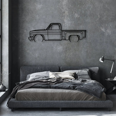 C10 Stepside 1987 Classic Silhouette Metal Wall Art - Automotive Garage Decor