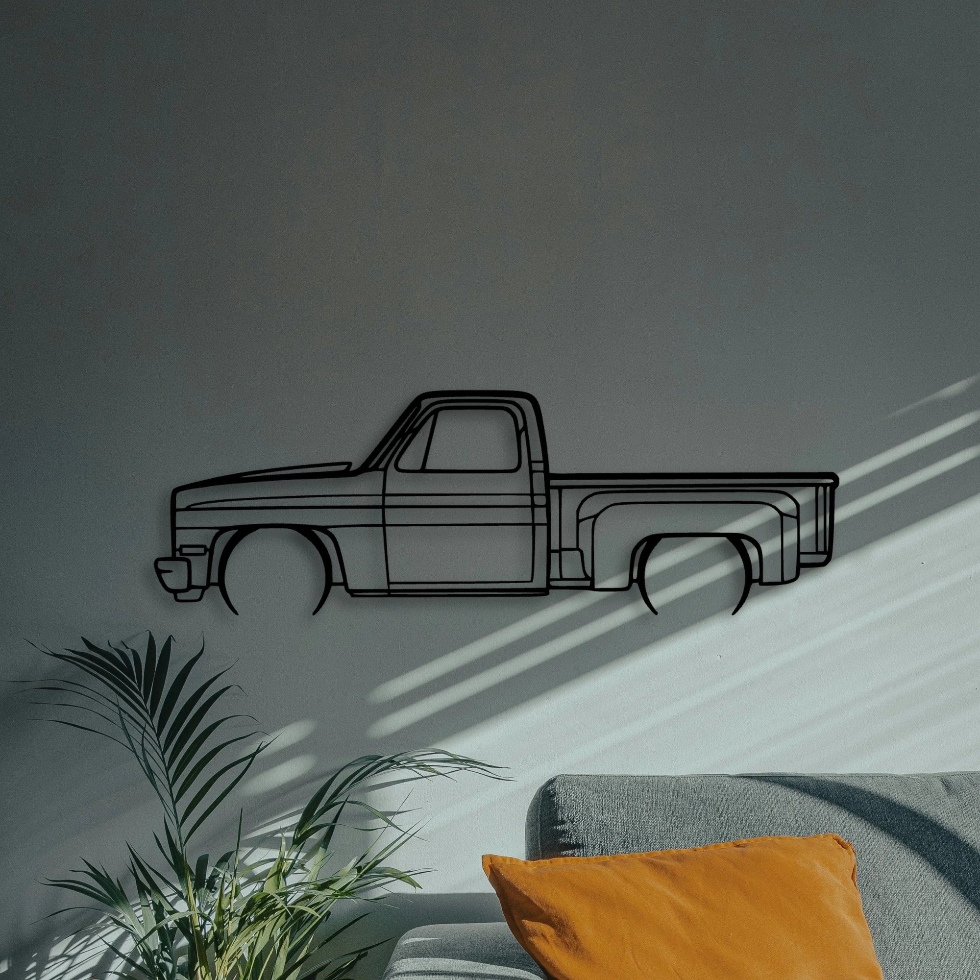 C10 Stepside 1987 Classic Silhouette Metal Wall Art - Automotive Garage Decor