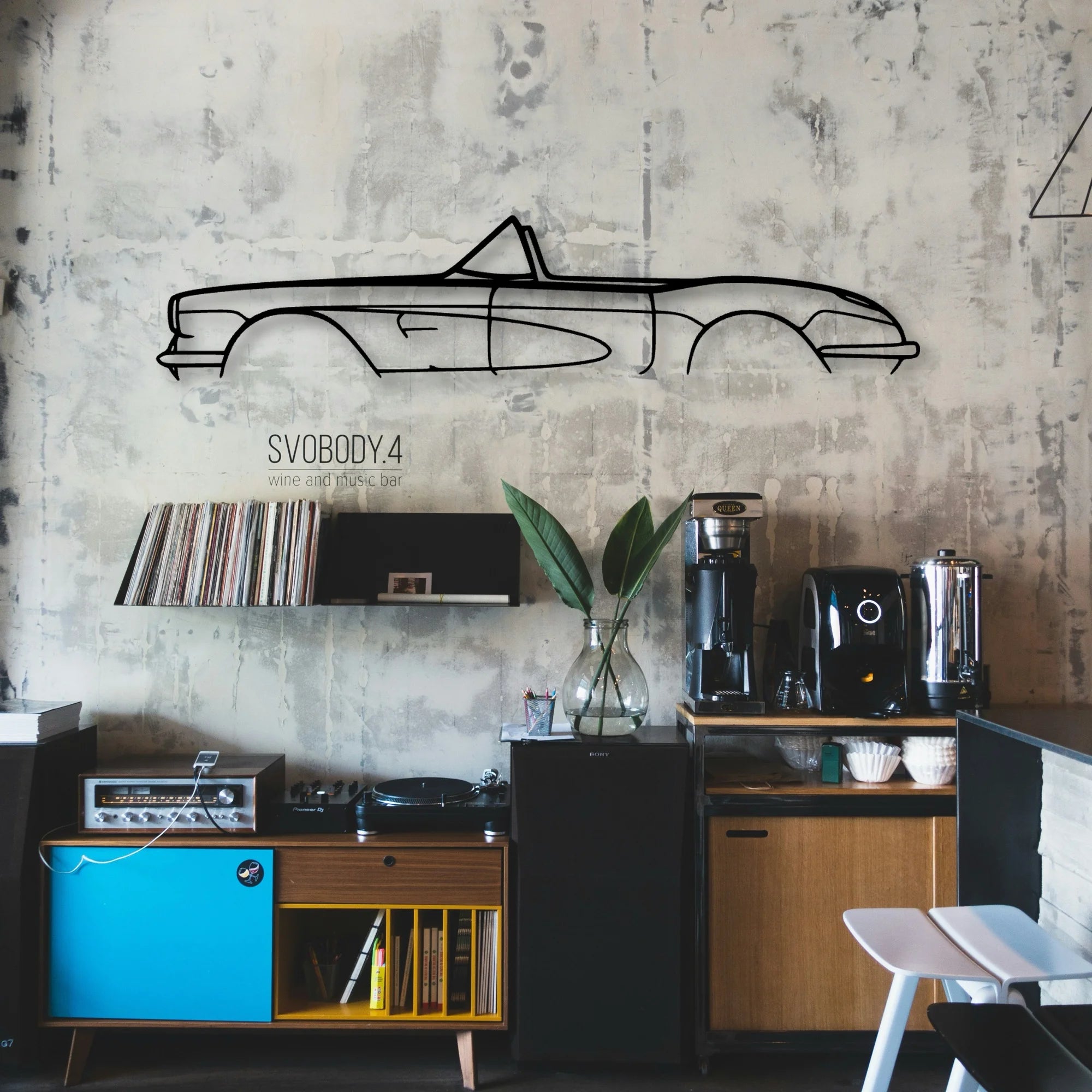 C1 1959 Cabrio Classic Silhouette Metal Wall Art - Automotive Garage Decor