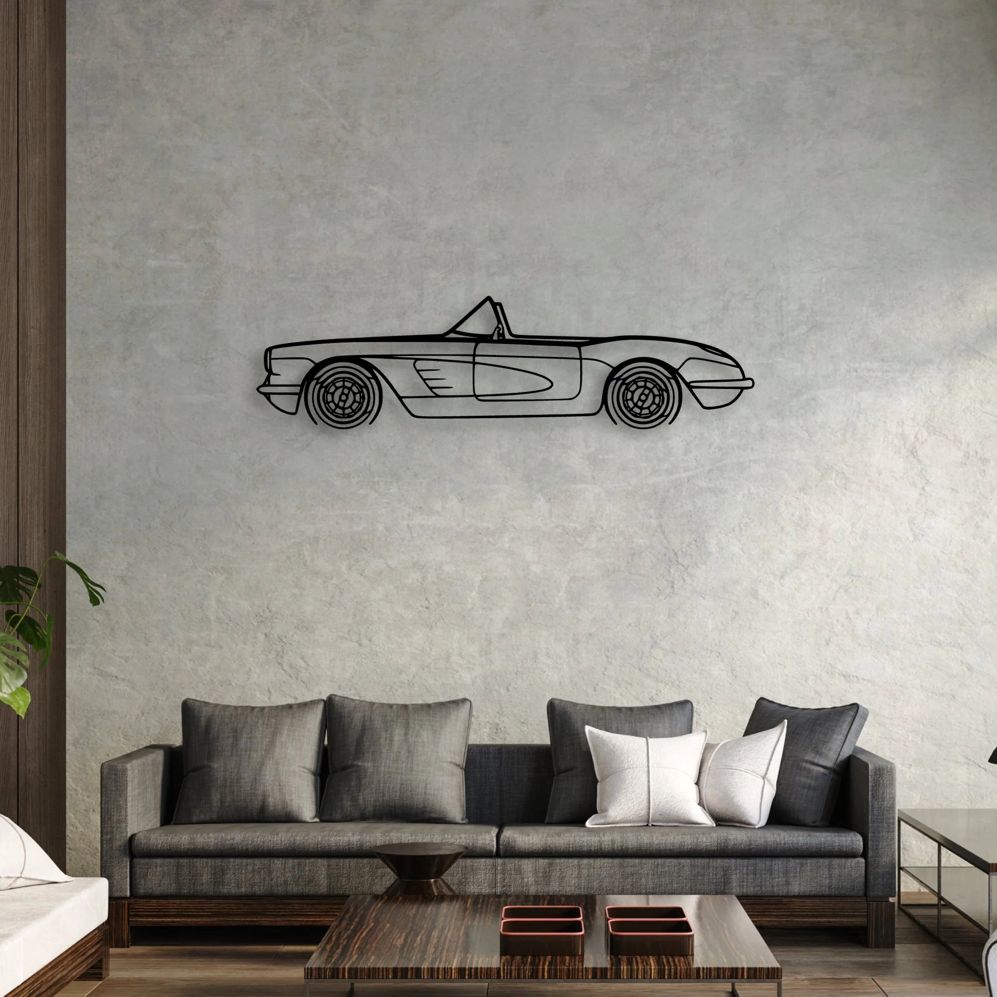 C1 1960 Classic Silhouette Metal Wall Art - Automotive Garage Decor