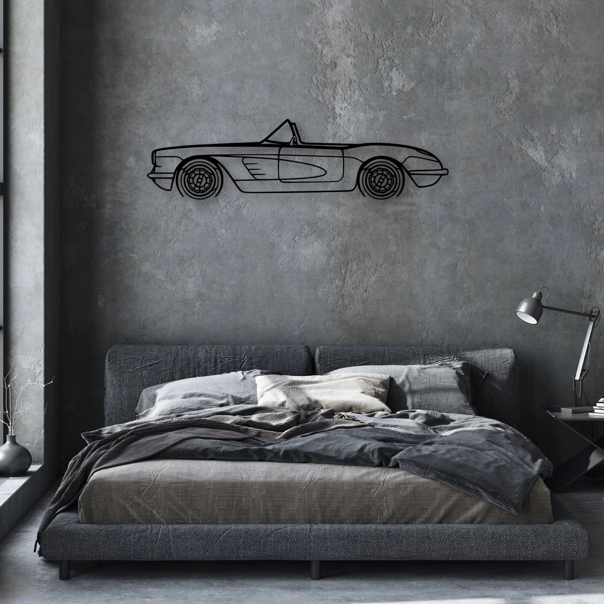 C1 1960 Classic Silhouette Metal Wall Art - Automotive Garage Decor