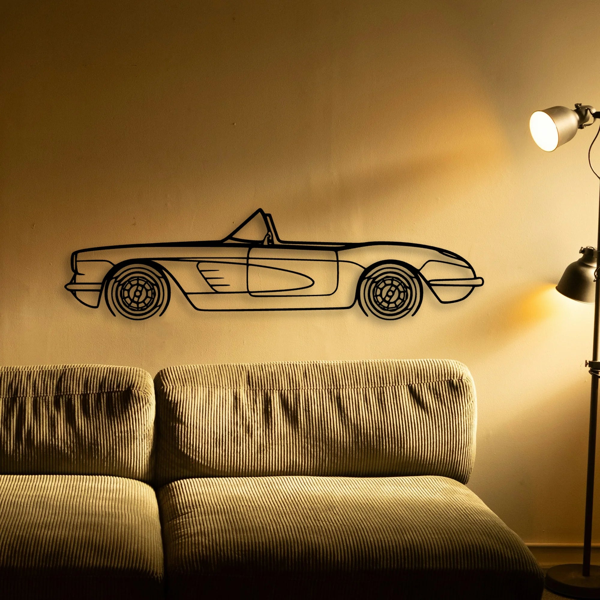 C1 1960 Classic Silhouette Metal Wall Art - Automotive Garage Decor