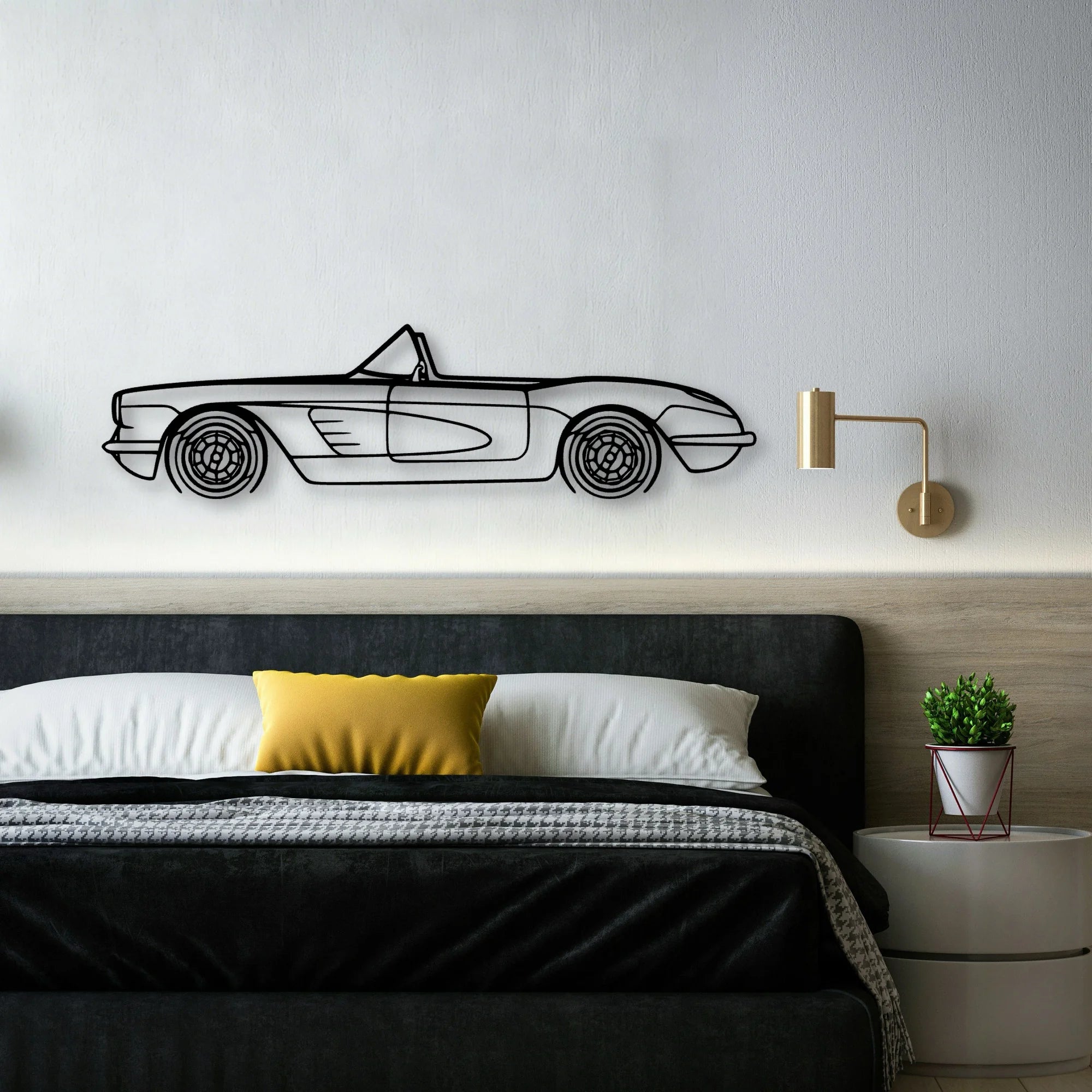 C1 1960 Classic Silhouette Metal Wall Art - Automotive Garage Decor