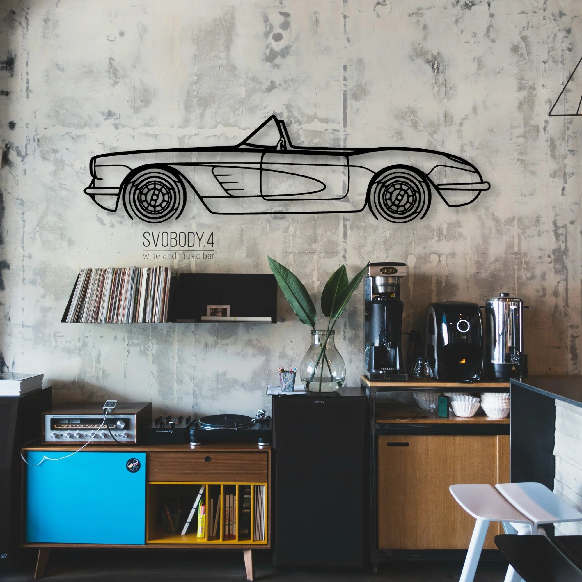 C1 1960 Classic Silhouette Metal Wall Art - Automotive Garage Decor