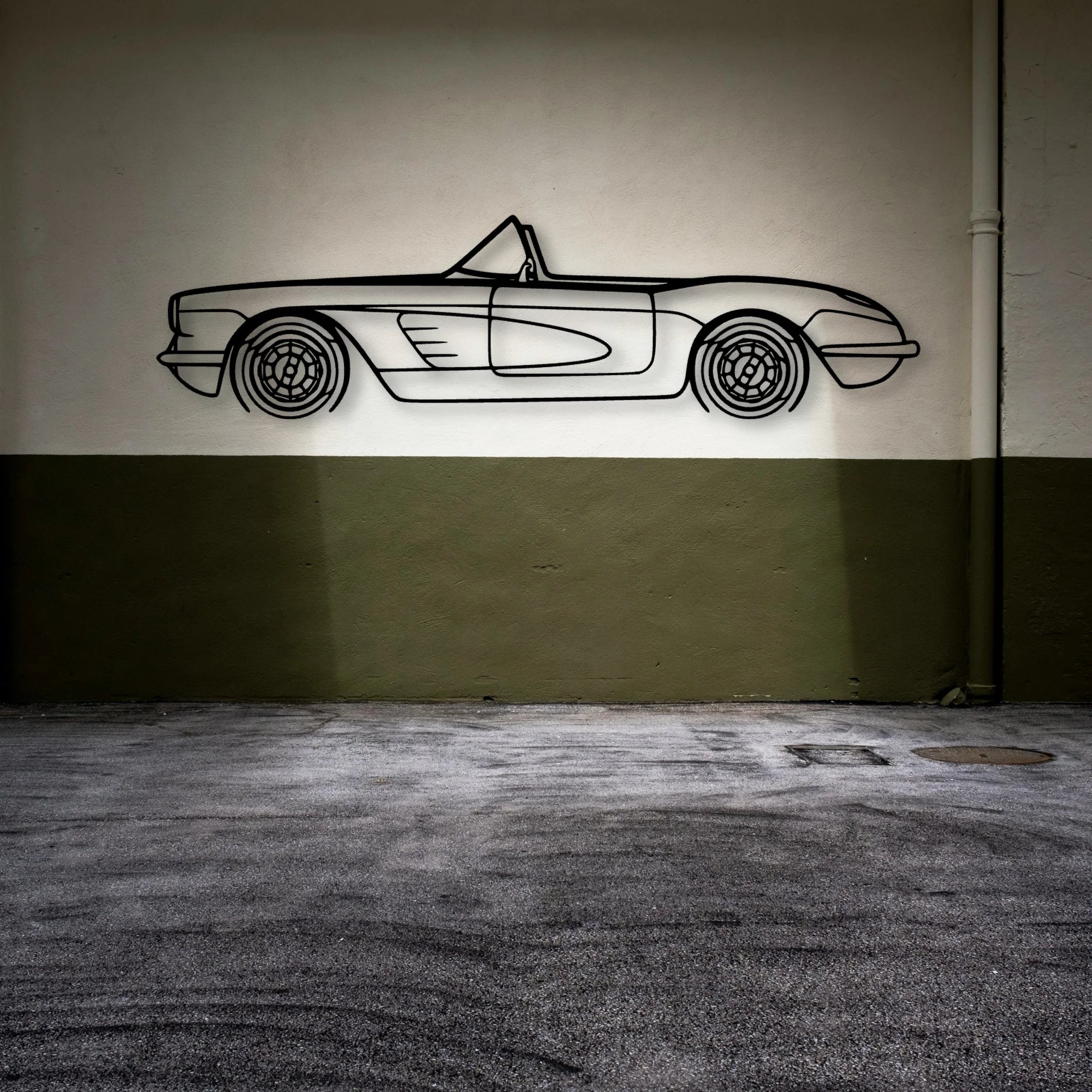 C1 1960 Classic Silhouette Metal Wall Art - Automotive Garage Decor