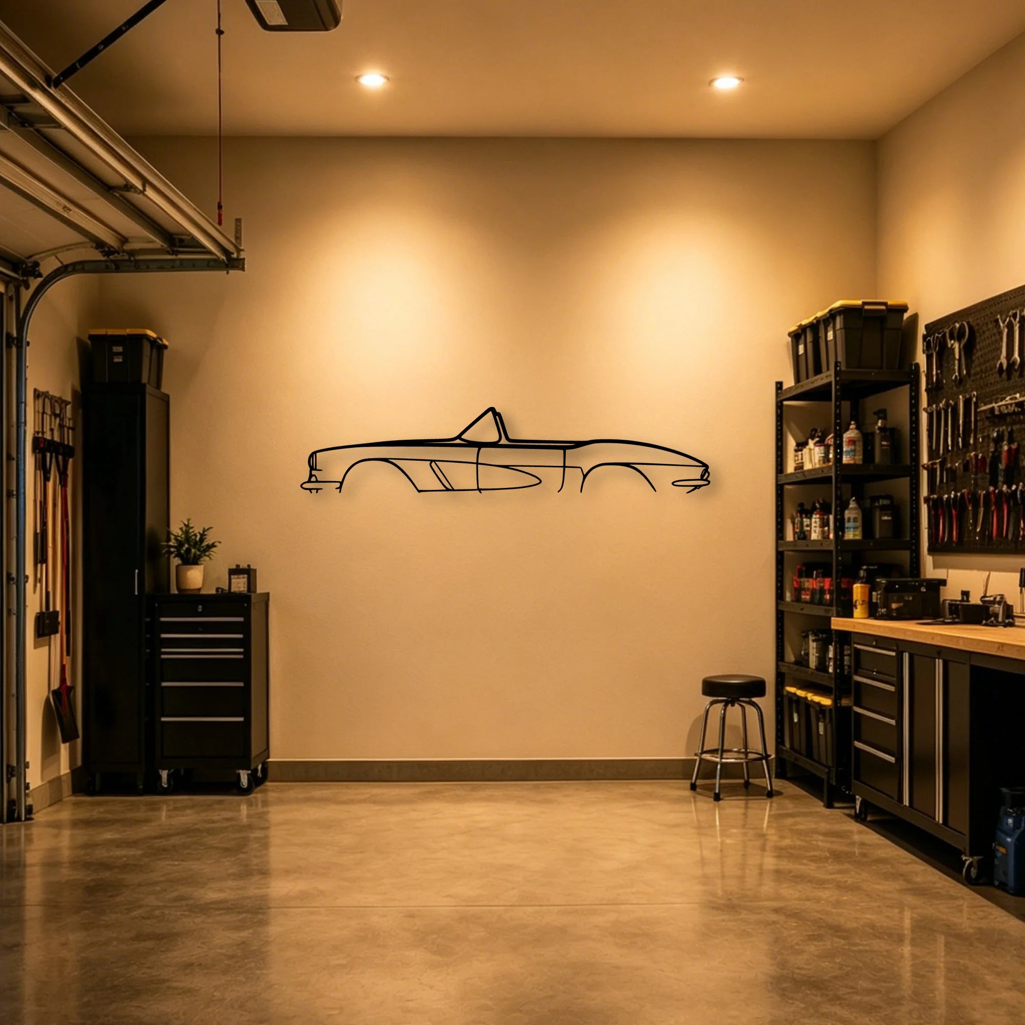 C1 1962 Classic Silhouette Metal Wall Art - Automotive Garage Decor