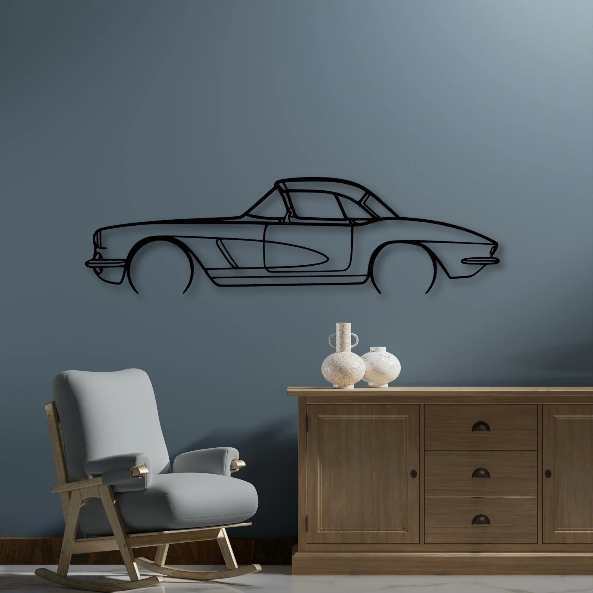 C1 327 1962 Classic Silhouette Metal Wall Art - Automotive Garage Decor
