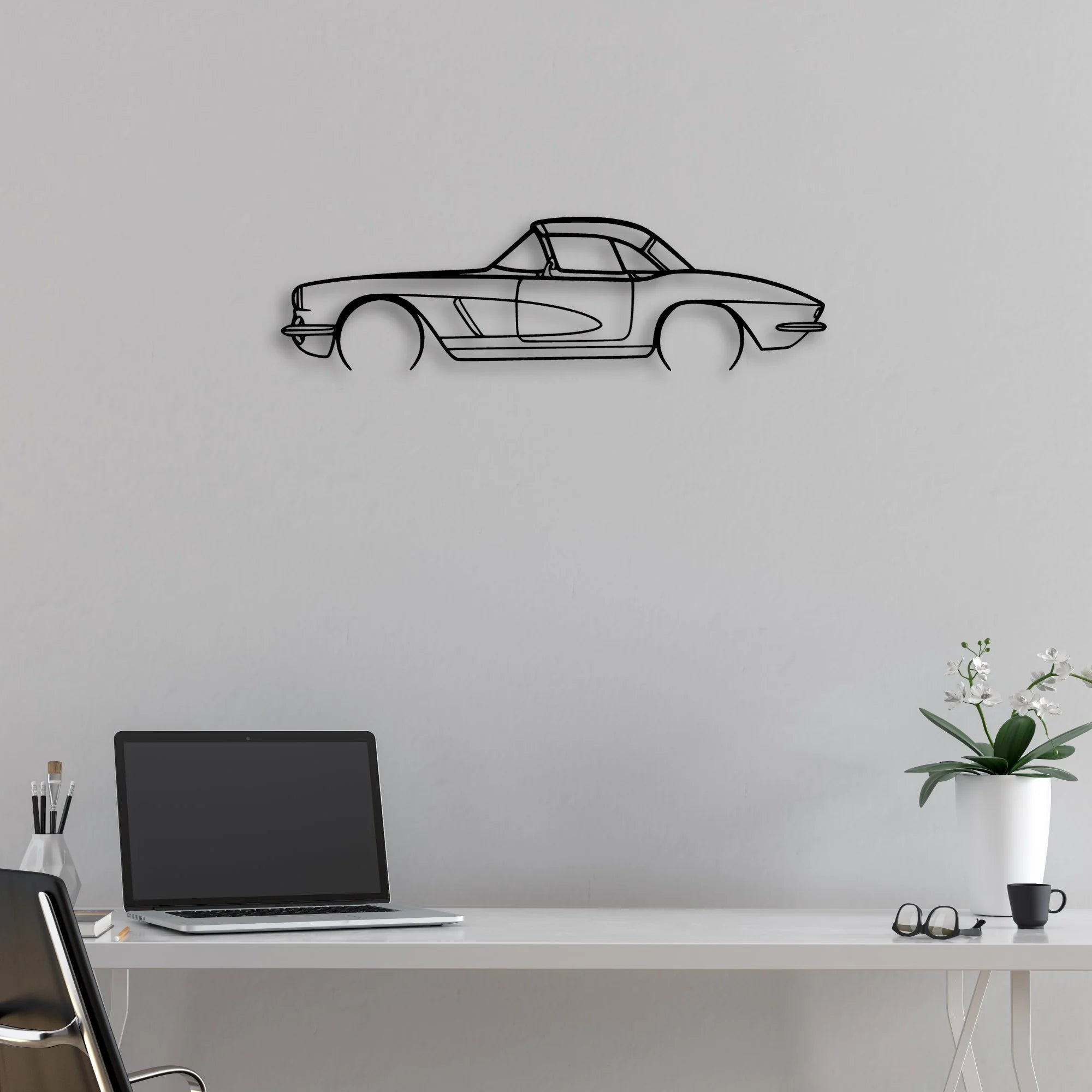 C1 327 1962 Classic Silhouette Metal Wall Art - Automotive Garage Decor