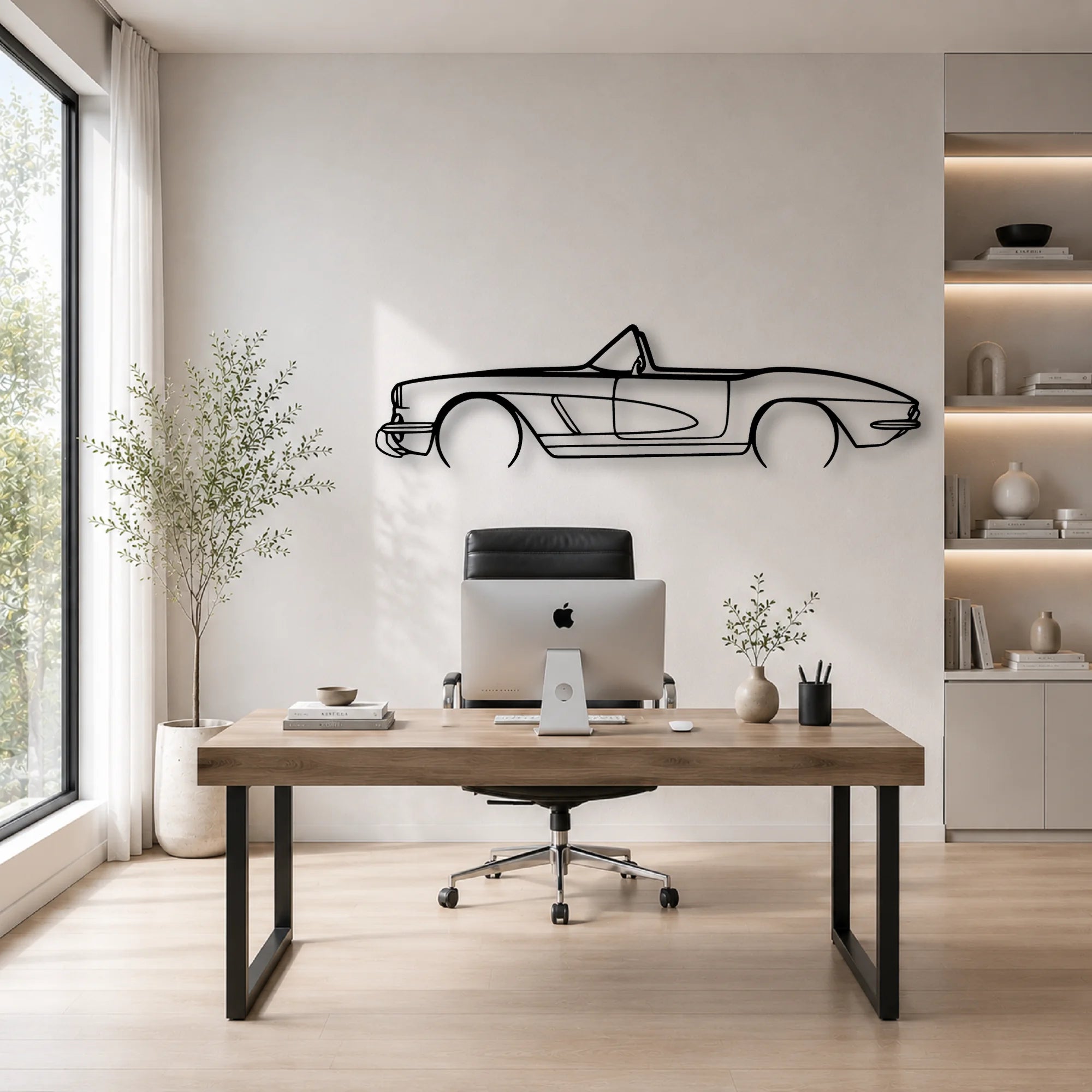 C1 Cabrio Classic Silhouette Metal Wall Art - Automotive Garage Decor