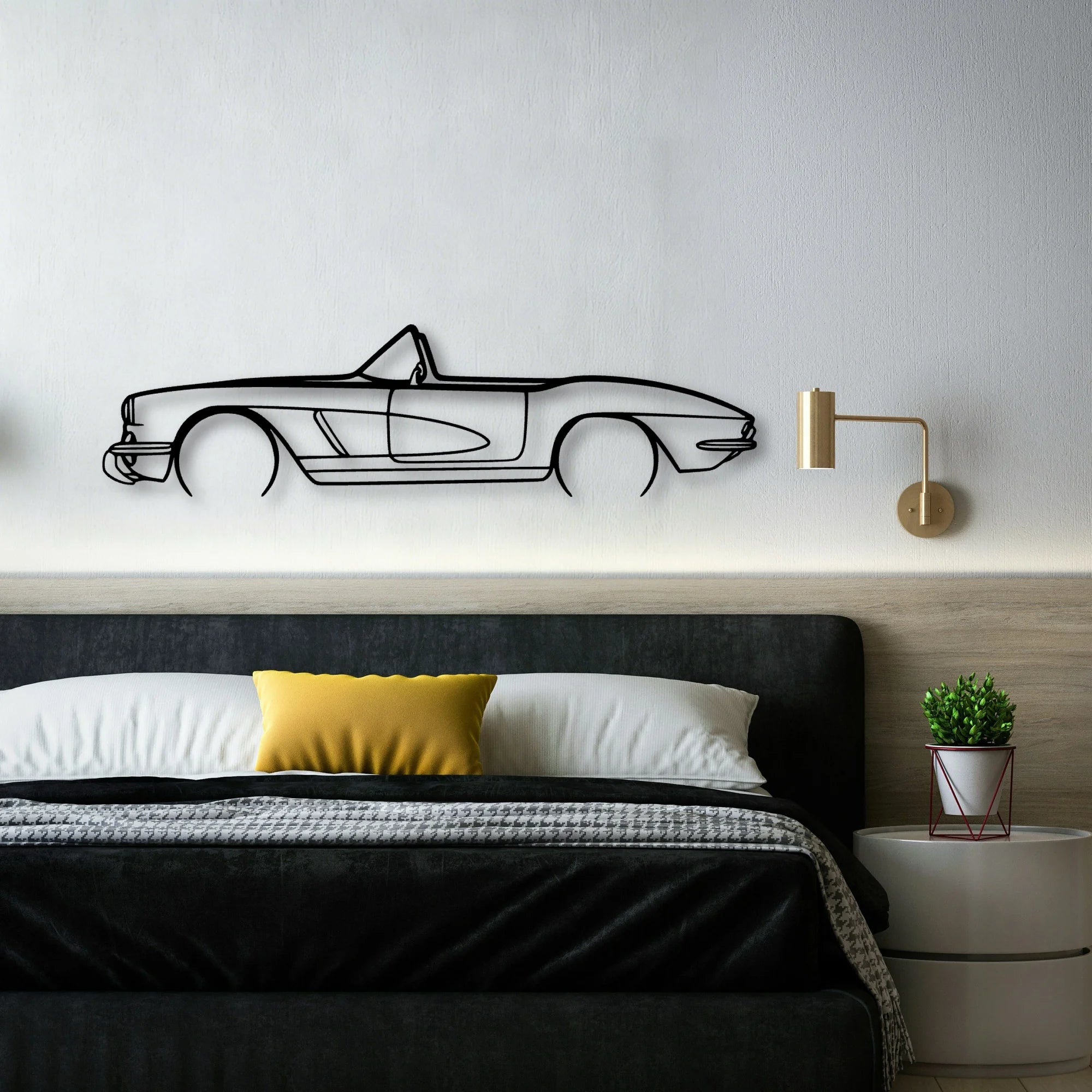 C1 Cabrio Classic Silhouette Metal Wall Art - Automotive Garage Decor