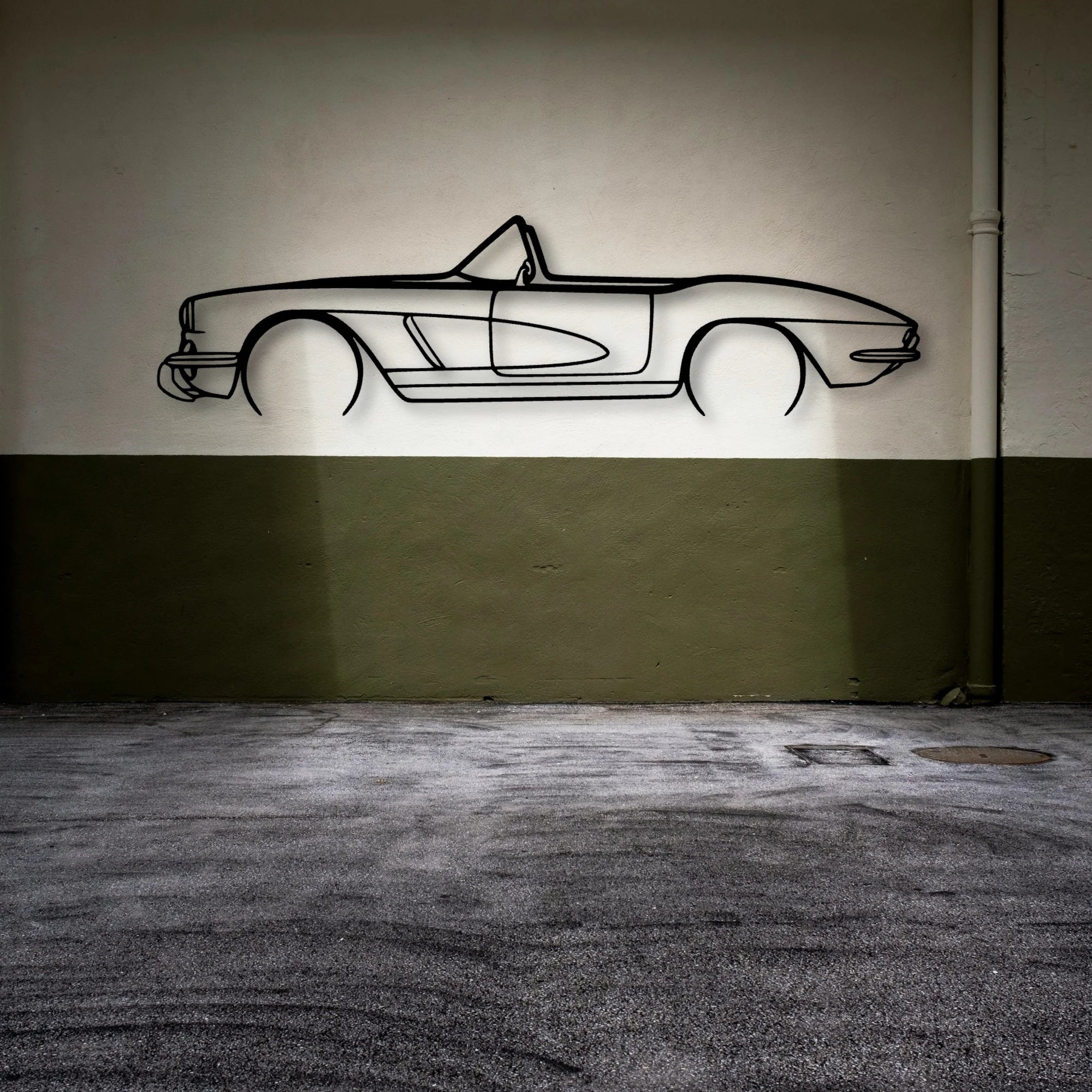 C1 Cabrio Classic Silhouette Metal Wall Art - Automotive Garage Decor
