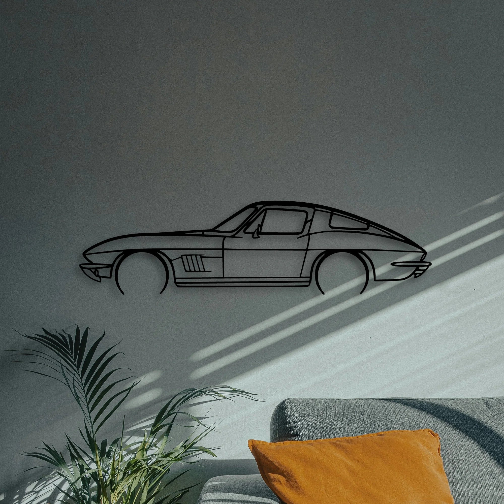 C2 1967 Classic Silhouette Metal Wall Art - Automotive Garage Decor